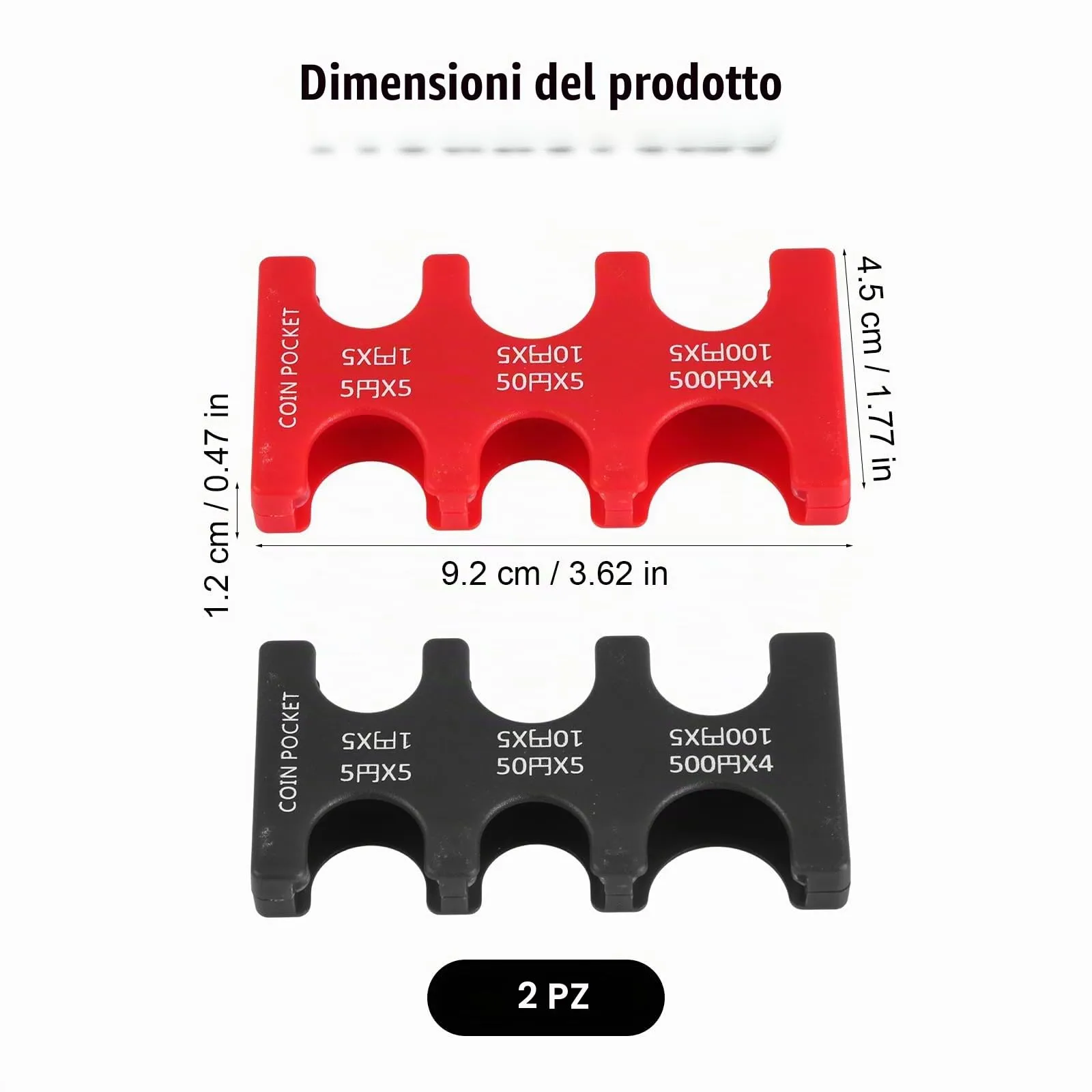 2 con monete 6 slot rettangolari in plastica portamonete in yen giapponese - immagine 2