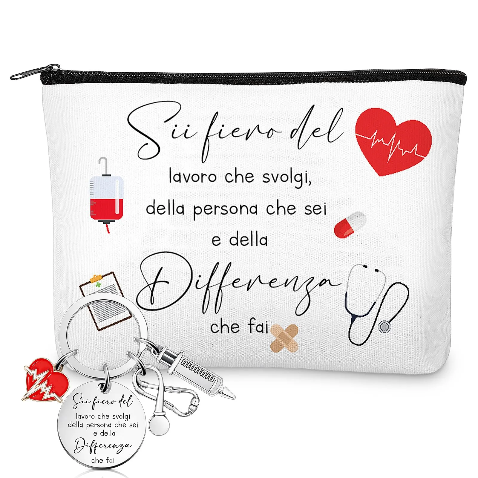 Xuniea Portachiavi per Infermiera Borsa Cosmetica Set di Regalo Ispiratore - immagine 1