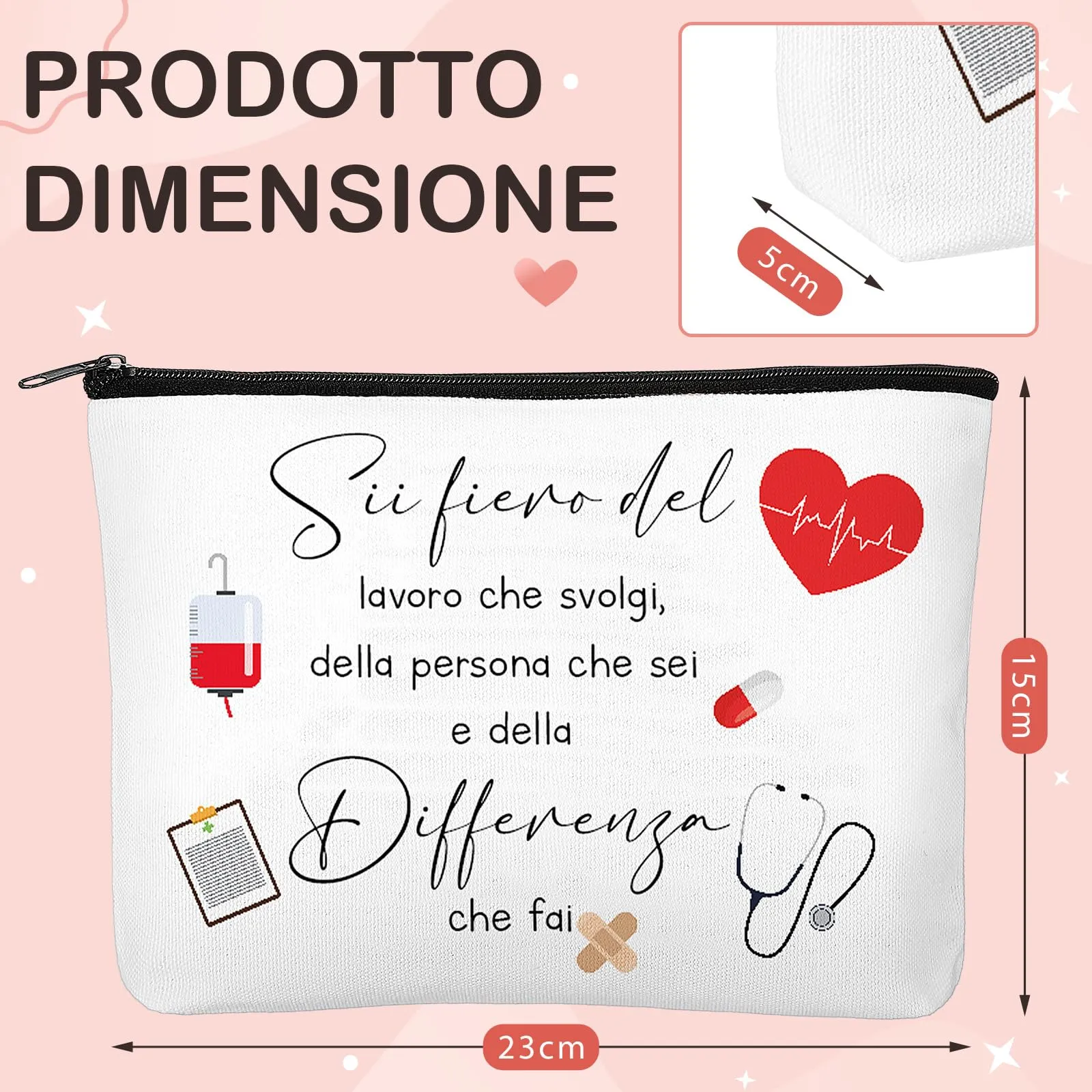 Xuniea Portachiavi per Infermiera Borsa Cosmetica Set di Regalo Ispiratore - immagine 2