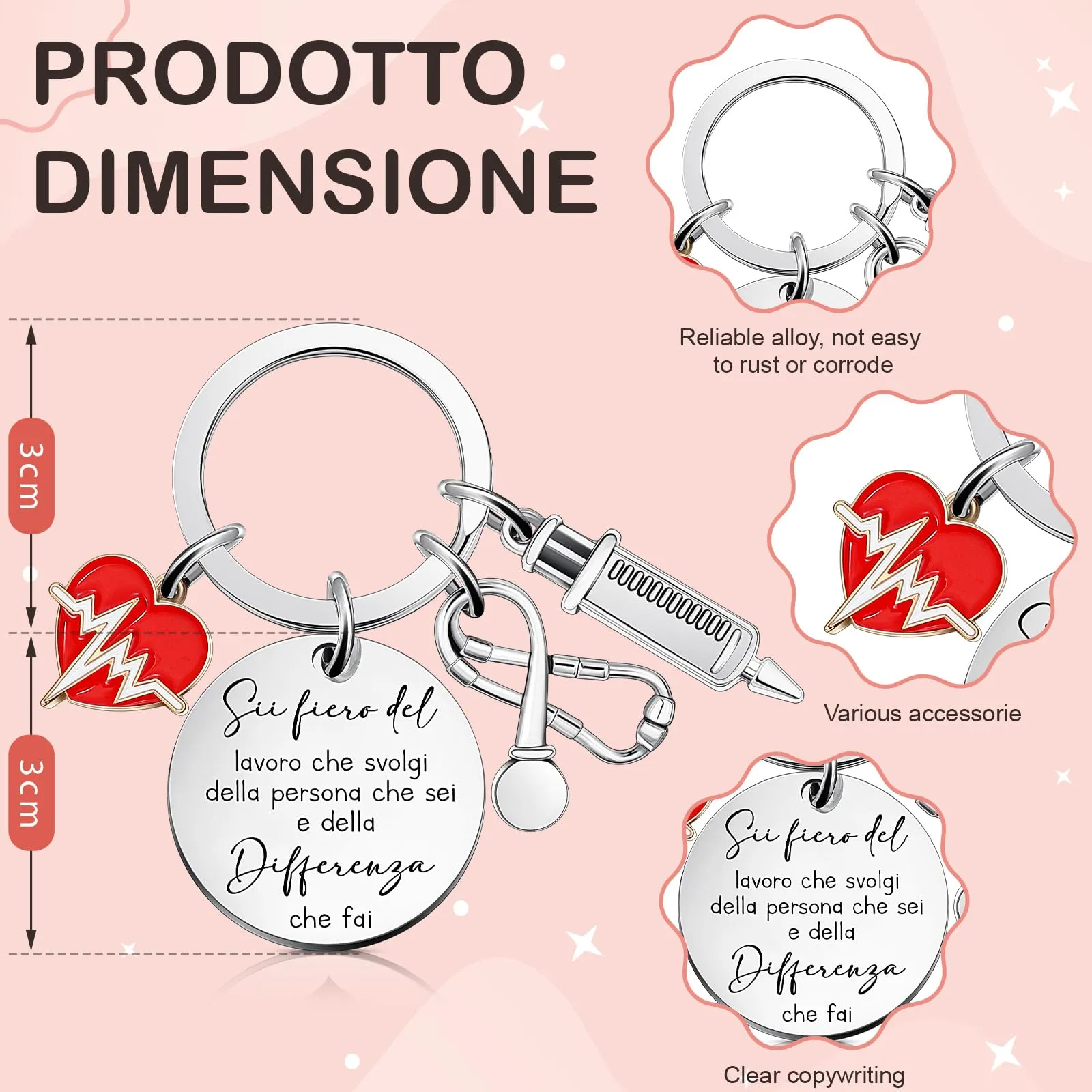 Xuniea Portachiavi per Infermiera Borsa Cosmetica Set di Regalo Ispiratore - immagine 3