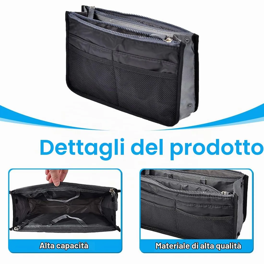 GXGM 1 Pezzo borsa organizer Organizzatore Borsa Donna Economico,organizer borsa,Comodo Pratico Organizer Espandibile,Trasferimento Quotidiano Facile e Veloce (Nero) - immagine 3