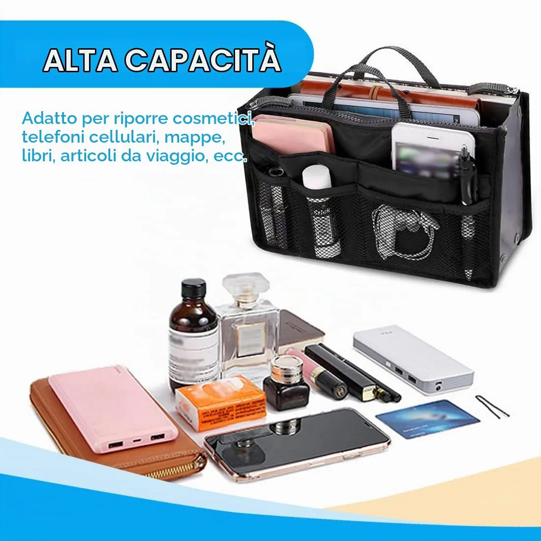 GXGM 1 Pezzo borsa organizer Organizzatore Borsa Donna Economico,organizer borsa,Comodo Pratico Organizer Espandibile,Trasferimento Quotidiano Facile e Veloce (Nero) - immagine 4