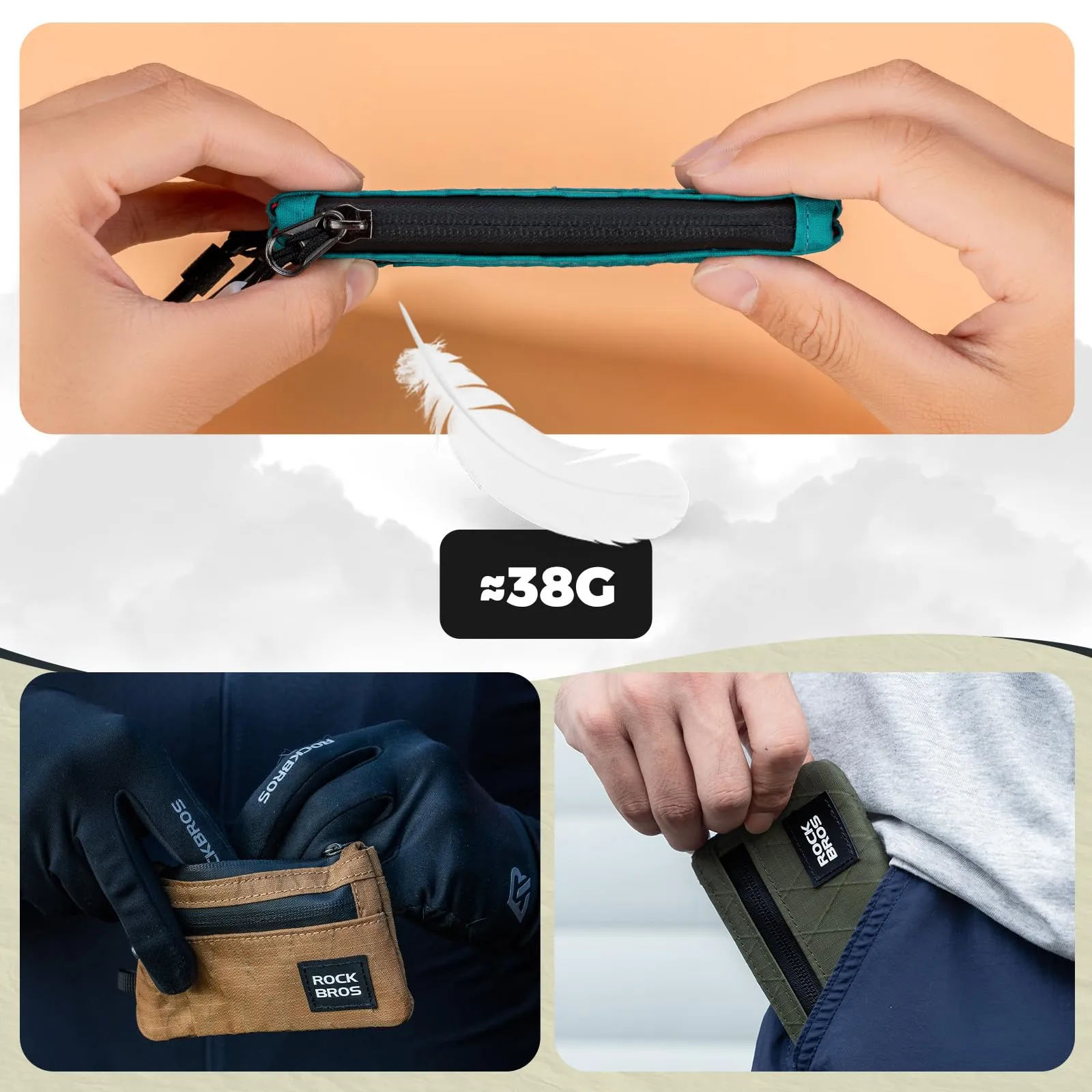 ROCKBROS Portafoglio Uomo Donna Slim, Porta Carte Credito Piccola Portatile - immagine 5