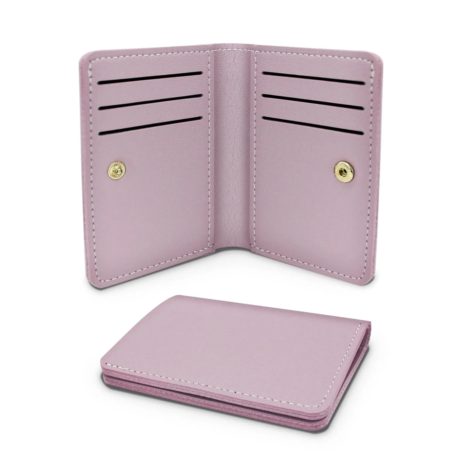 AfitLulu Piccolo Portafoglio Donna Ultra Sottile Portacarte, Porta Carte di Credito in Tinta Unita con Chiusura a Scatto, Portafogli per 8 Slots per Carte e 1 Tasca per Banconote (Lilla) - immagine 1