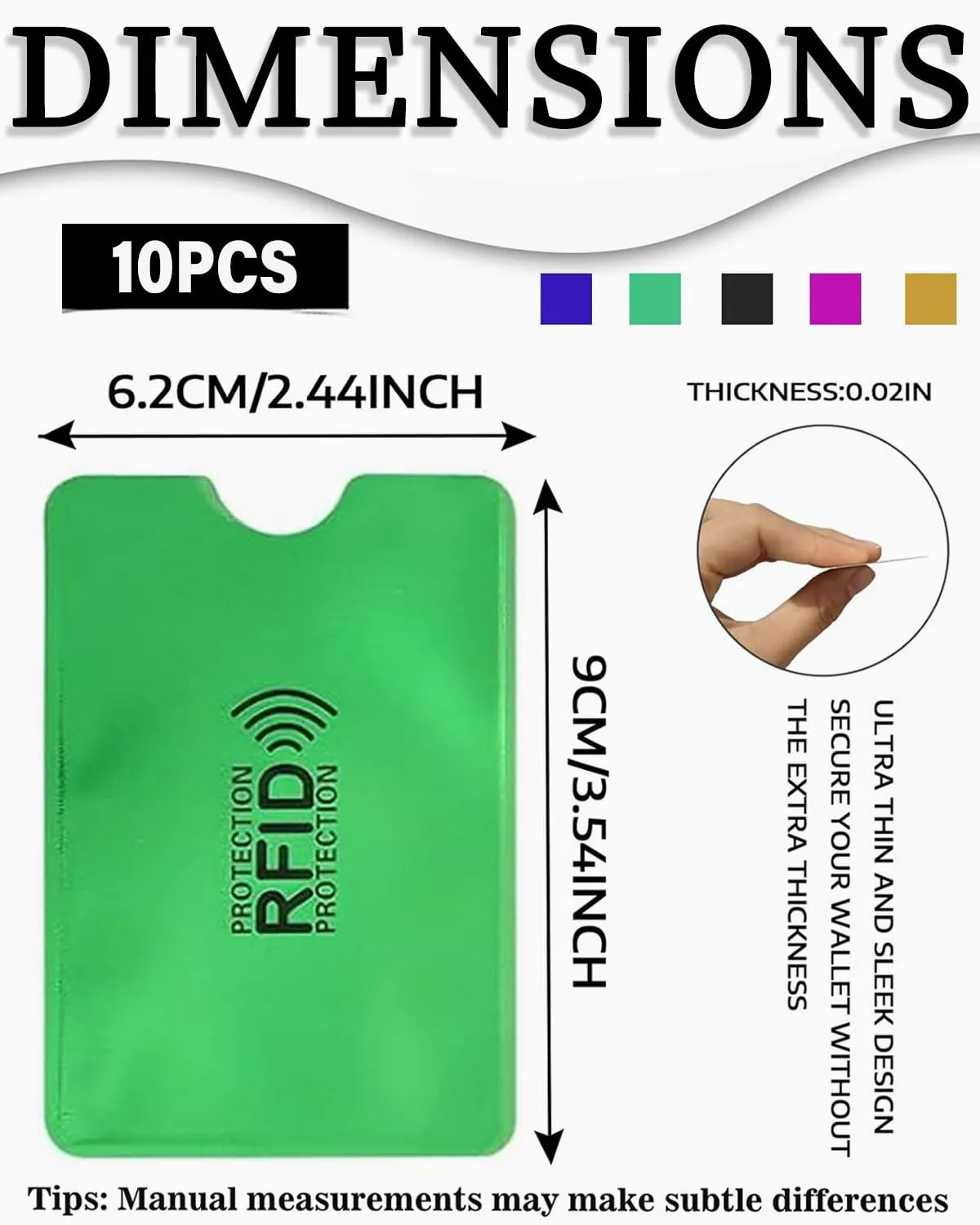 TPZORJX 10PCS custodie per carte di credito, titolare della carta rfid, porta carte di credito schermato, Custodia per Protezione Carta Prevenzione del furto d'identità per Donne e Uomini - immagine 2