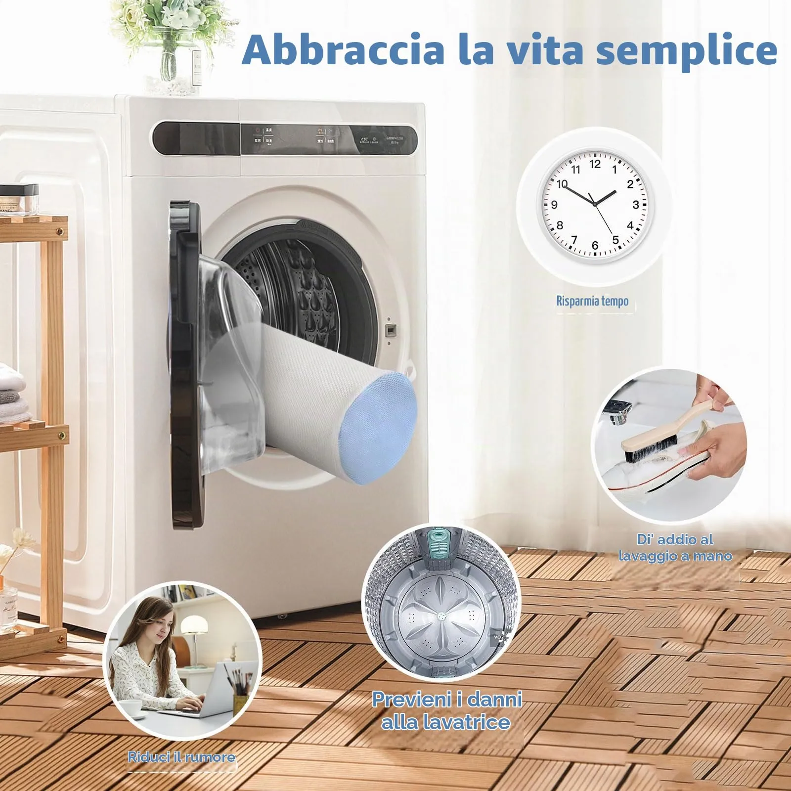 Teletrogy 2 Pezzi Sacchetti Scarpe Lavatrice Con Tendiscarpe Regolabili, Pulizia A 360° Tutto Campo, Riutilizzabile E Anti-Deformazione Per Lava Scarpe Lavatrice Con Cerniera Nascosta, Bianco - immagine 3