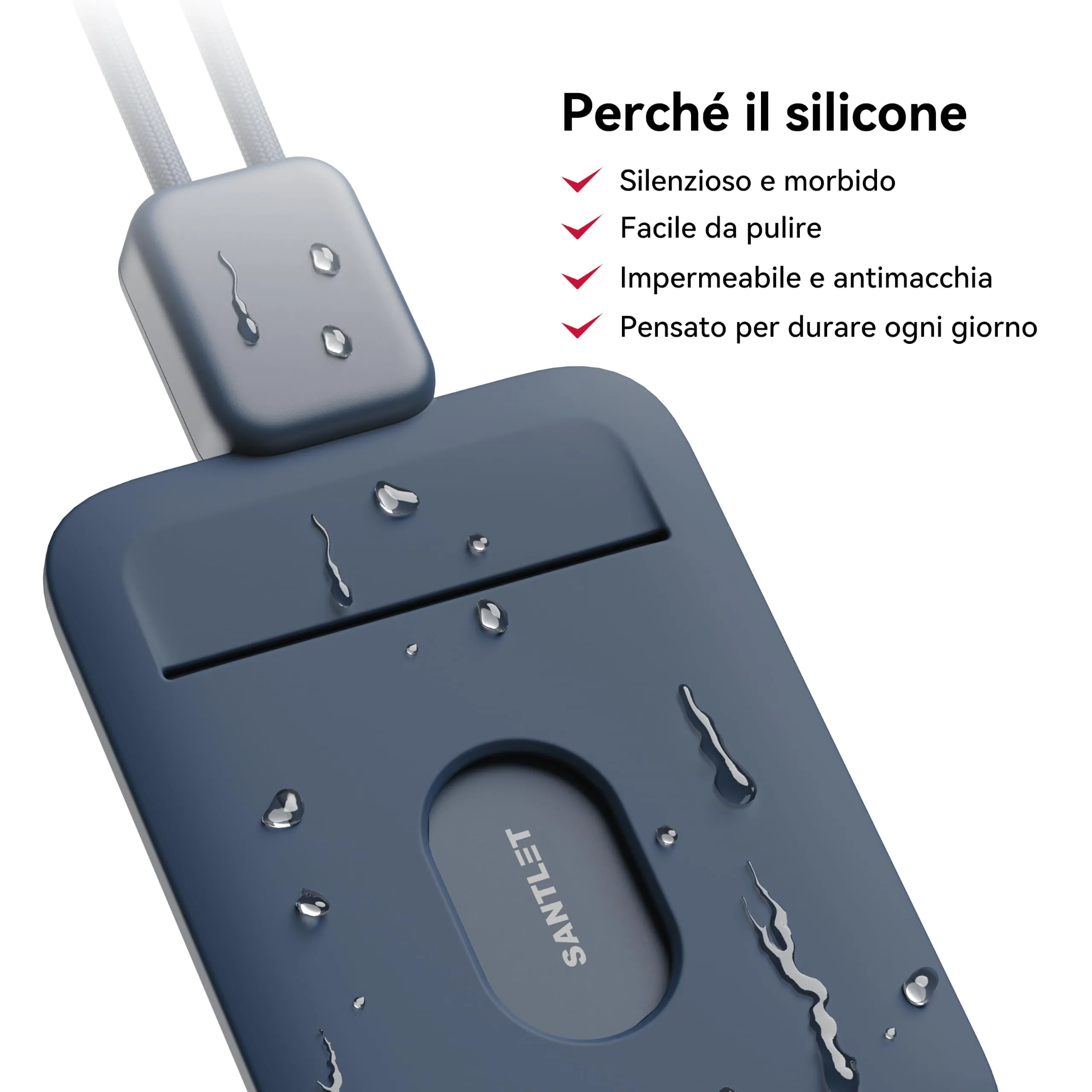 SANTLET Cordino per Portabadge, Silicone Morbido, Cavo Retrattile - immagine 4