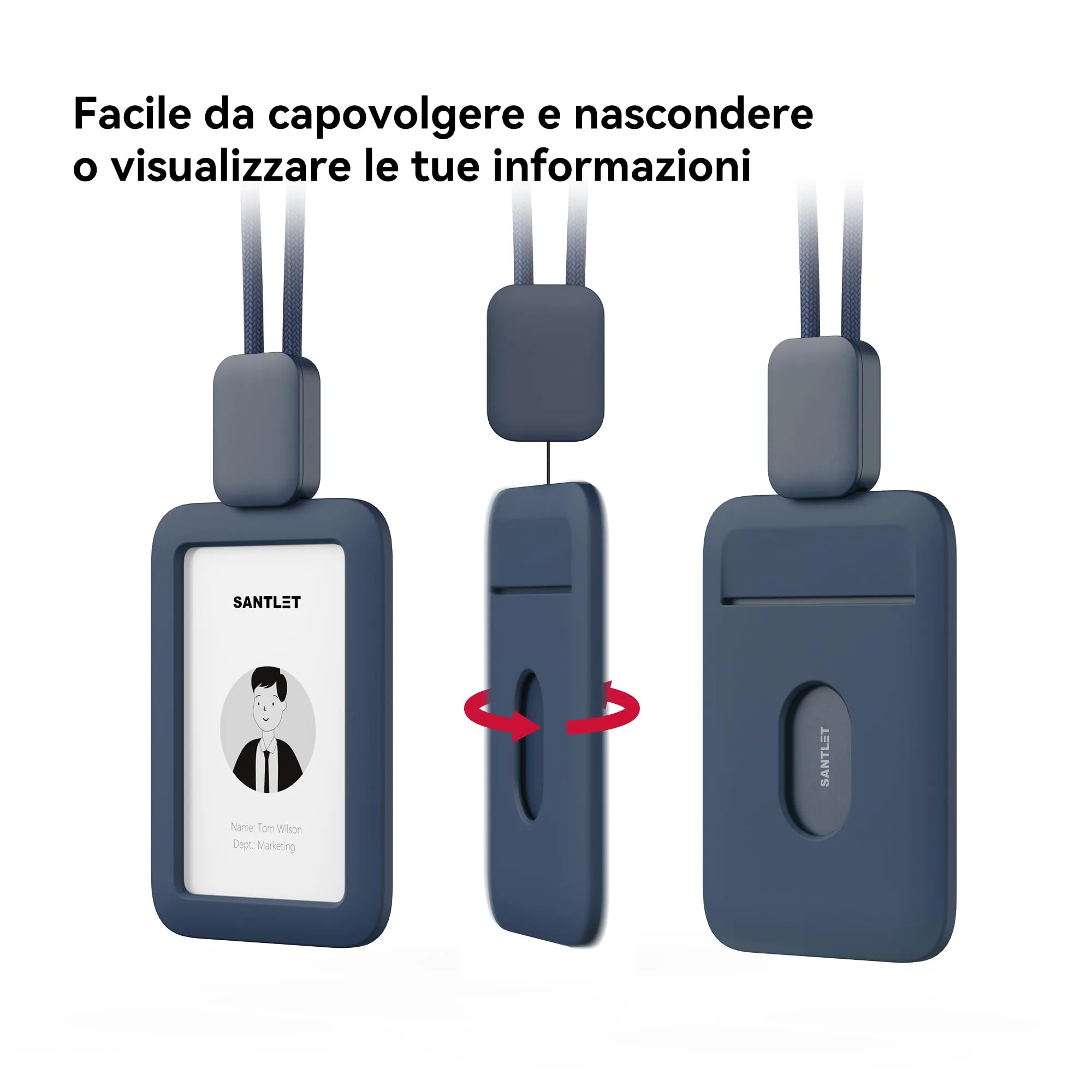 SANTLET Cordino per Portabadge, Silicone Morbido, Cavo Retrattile - immagine 6