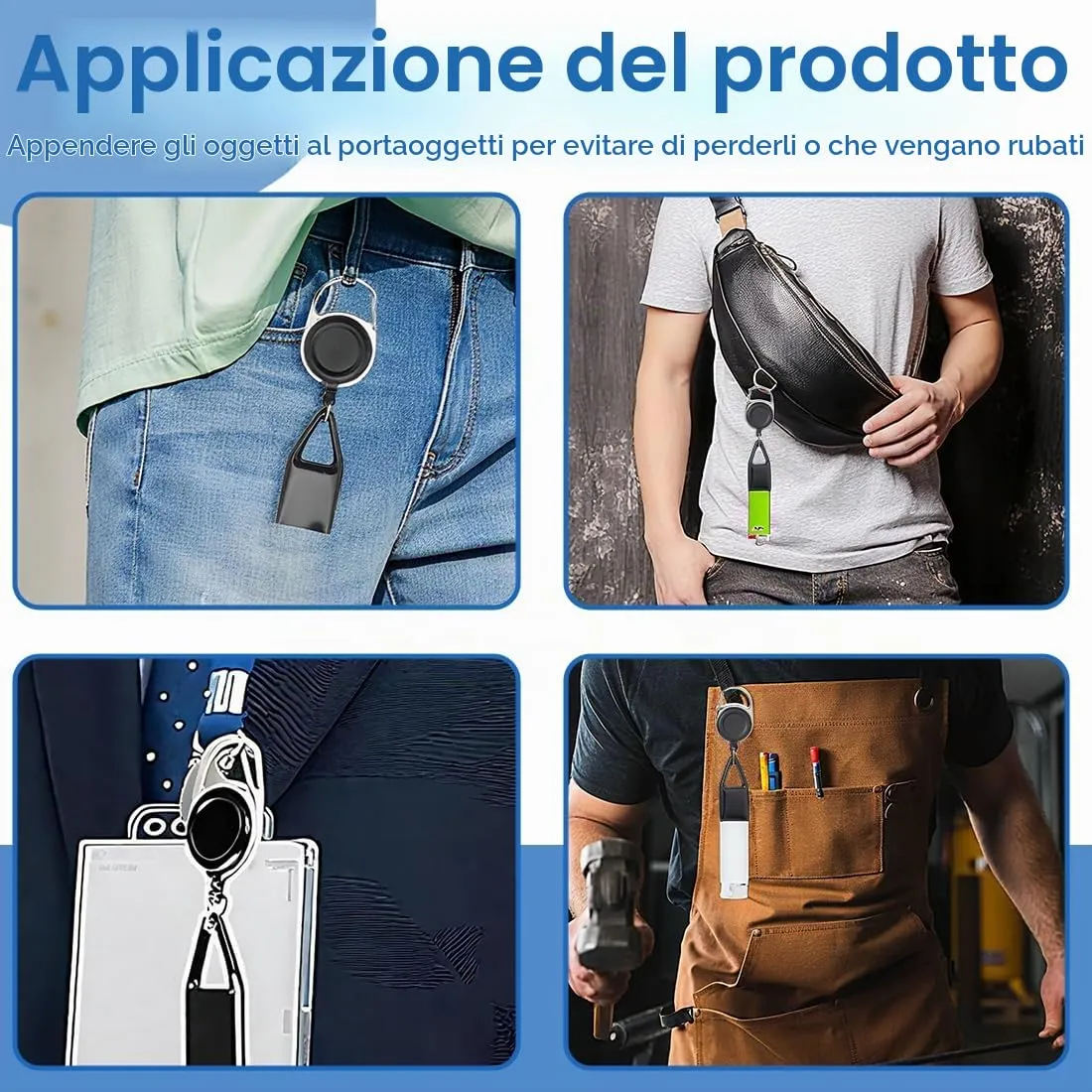 YOFDAL 3 Pezzi Porta porta accendino allungabile portachiavi allungabile Protezione Antifurto(Nero) - immagine 6