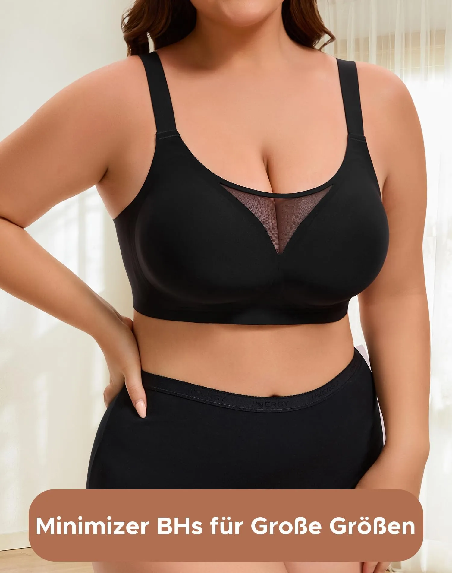 INNERSY Reggiseno senza ferretto taglia grande, Minimizer, Reggiseno a coppa piena, Bustier imbottito, Bralette, 1 confezione, 4XL - immagine 2