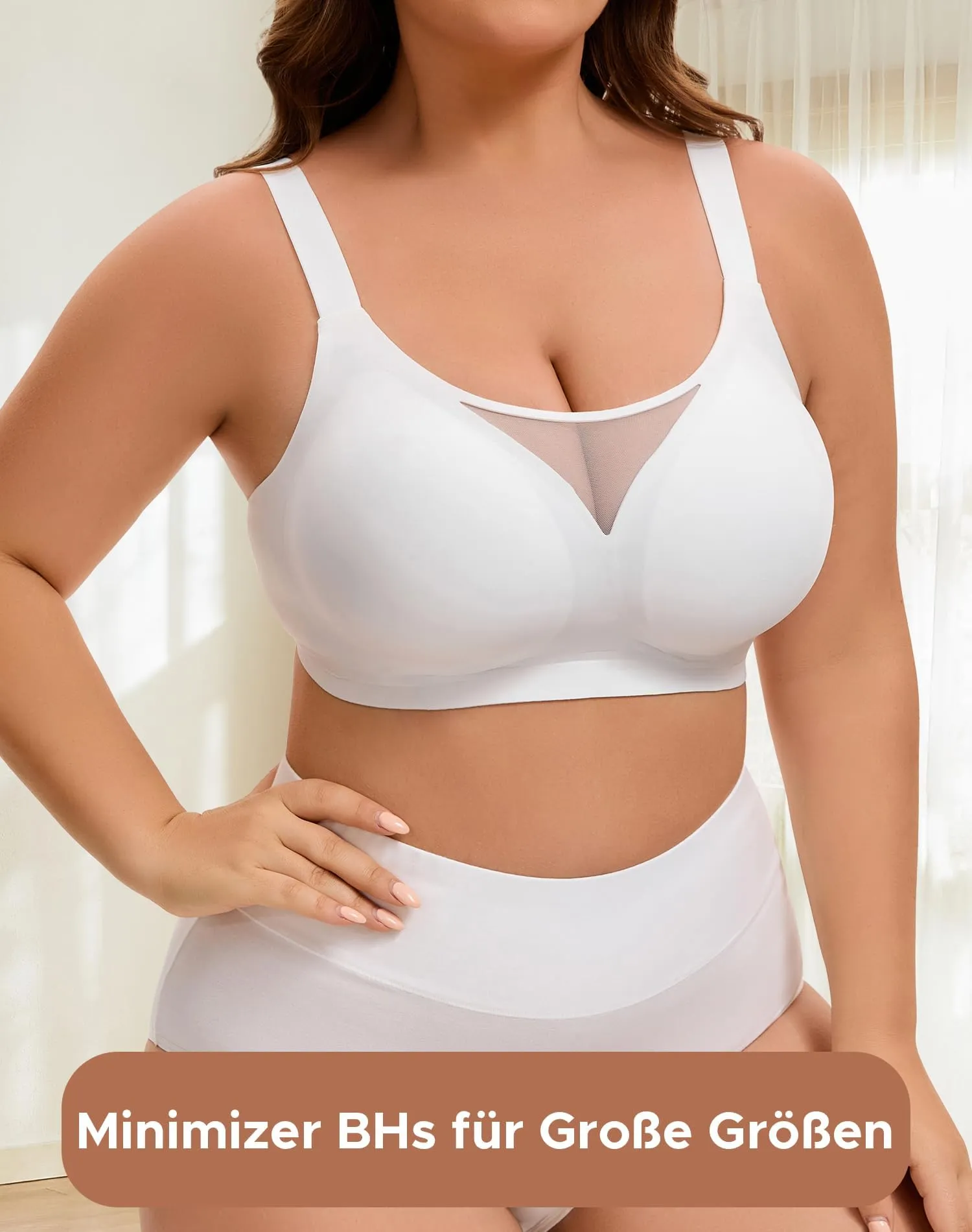 INNERSY Reggiseno senza ferretto taglia grande Minimizer Reggiseno da donna coppe intere Bustier Imbottito Bralette 1 confezione, 4XL - immagine 2