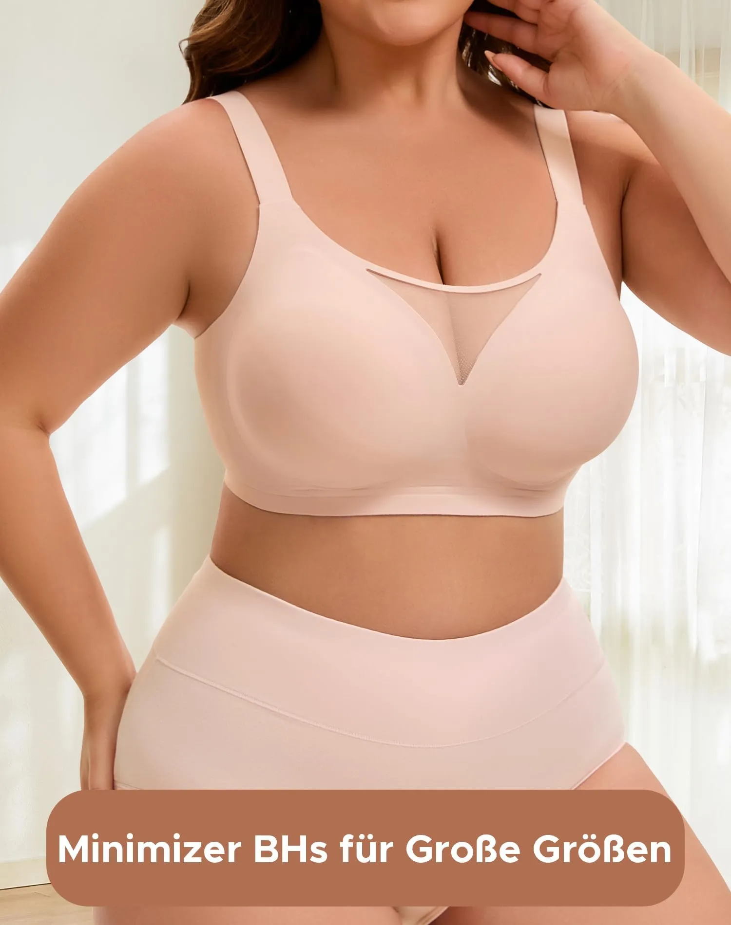 INNERSY Reggiseno senza ferretto taglia grande, Minimizer, Reggiseno da donna coppa piena, Bustier imbottito, Bralette, 1 confezione, 3X - immagine 2