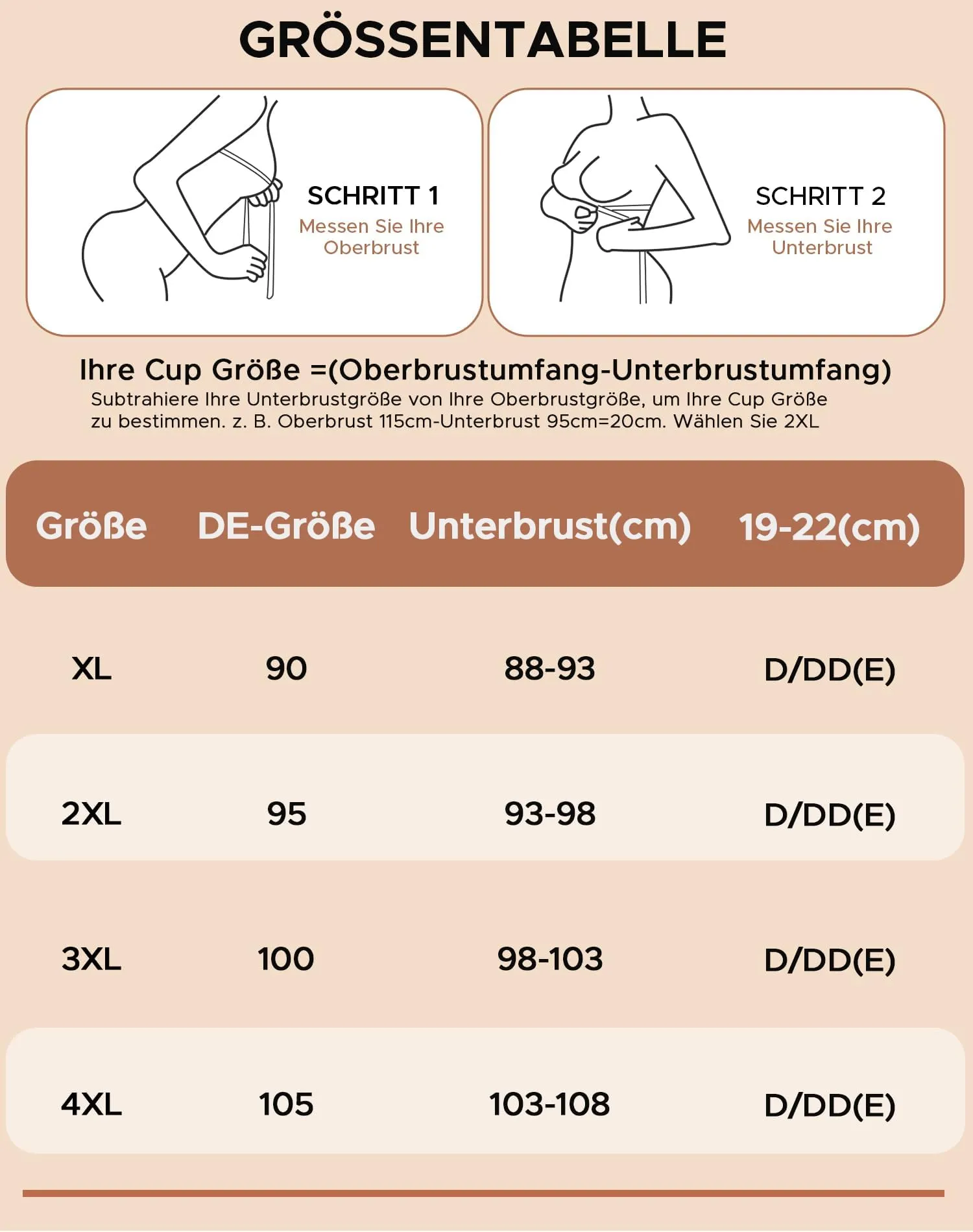 INNERSY Reggiseno senza ferretto taglia grande, Minimizer, Reggiseno da donna coppa piena, Bustier imbottito, Bralette, 1 confezione, XXL - immagine 6