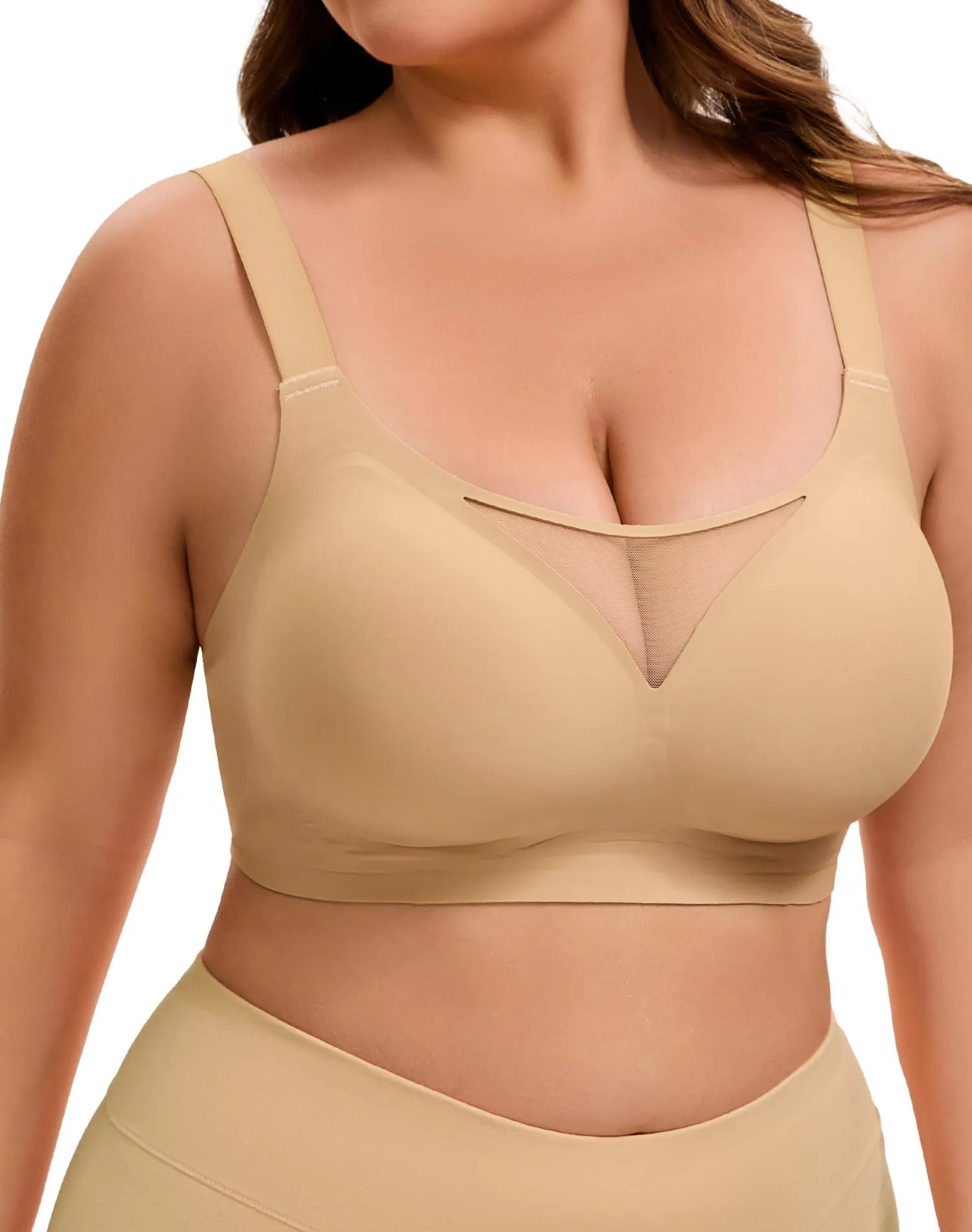 INNERSY Reggiseno senza ferretto taglia grande, Minimizer, Reggiseno da donna coppa piena, Bustier imbottito, Bralette, 1 confezione, 3X - immagine 1