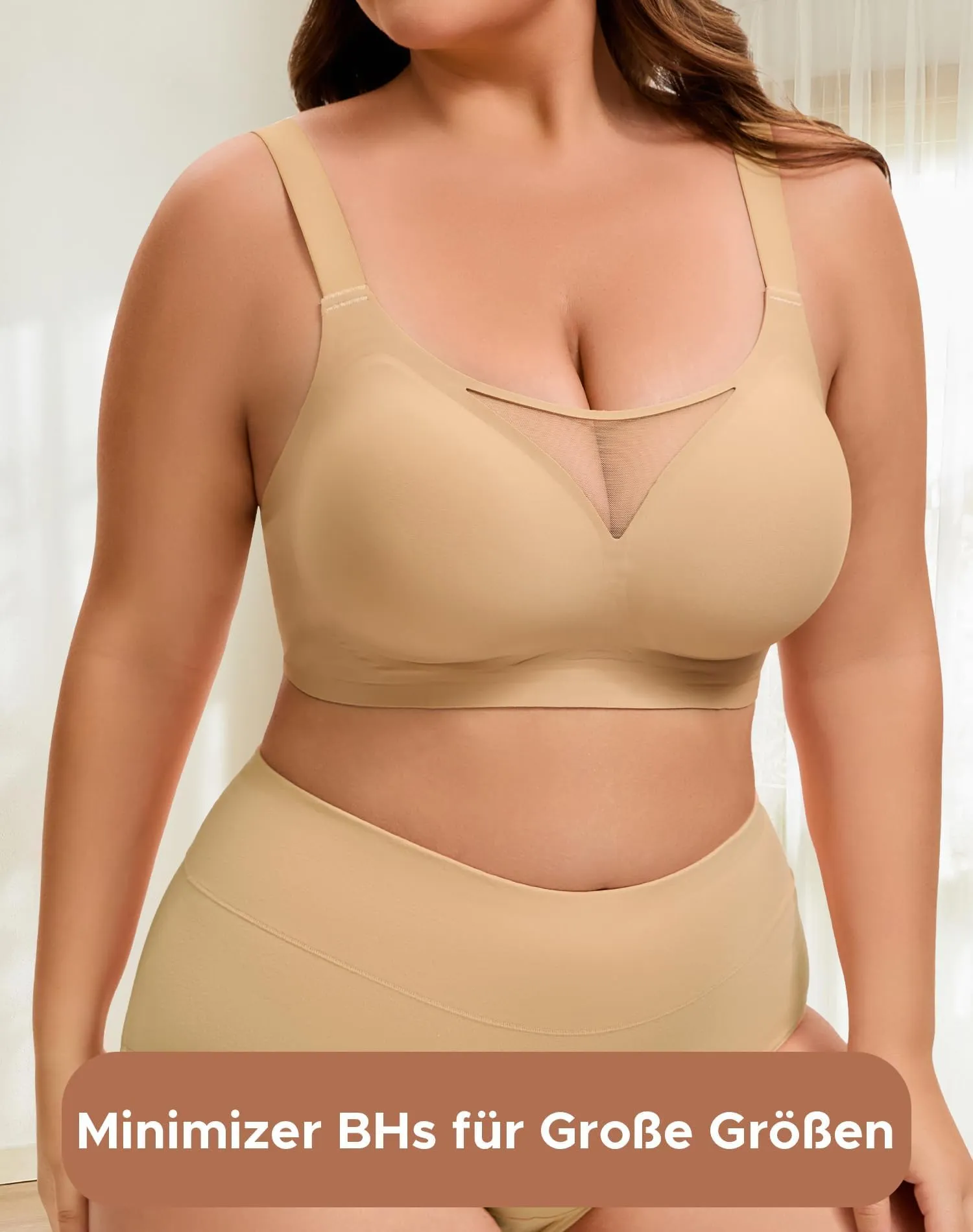 INNERSY Reggiseno senza ferretto taglia grande, Minimizer, Reggiseno da donna coppa piena, Bustier imbottito, Bralette, 1 confezione, 3X - immagine 2