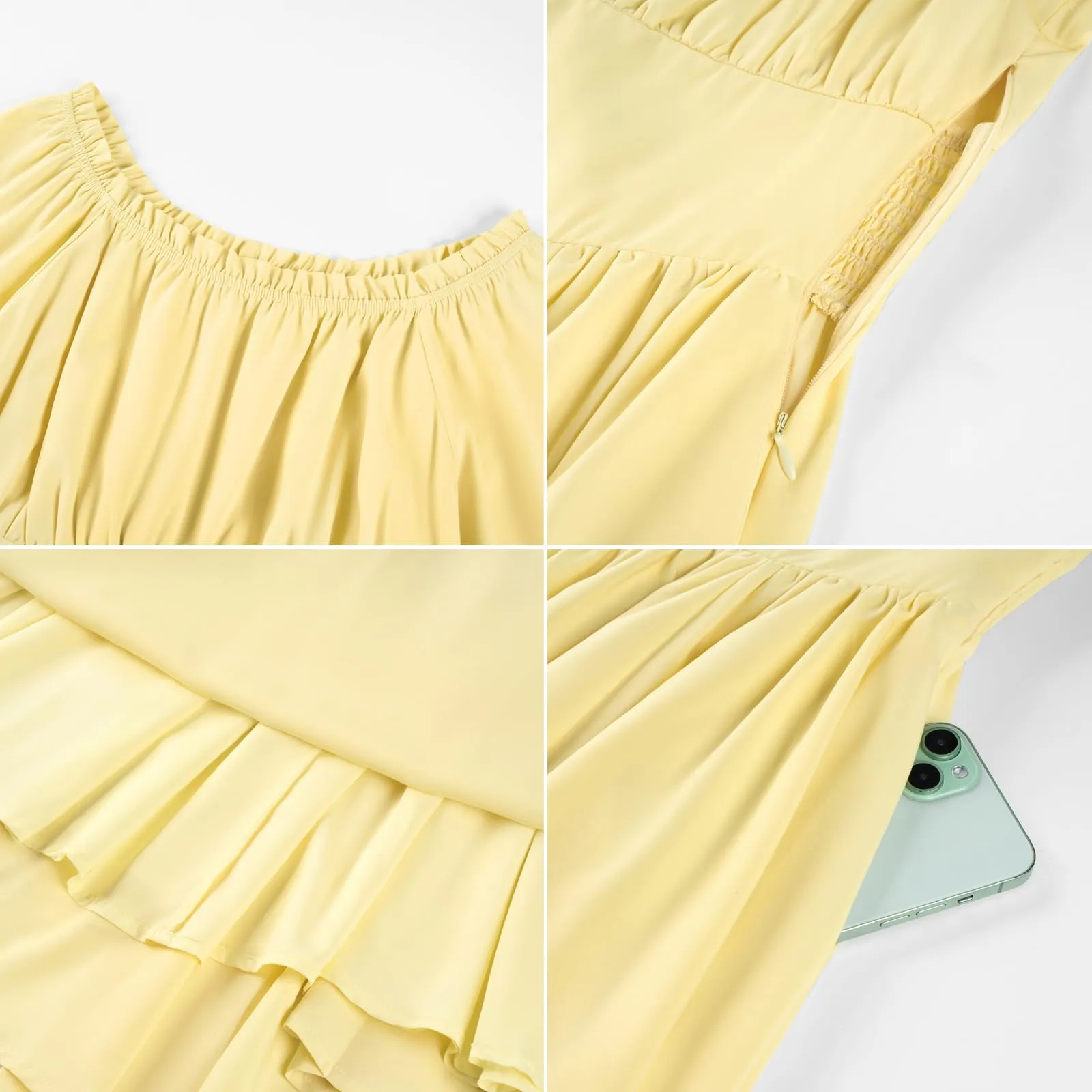 SCARLET DARKNESS Abito medievale da donna rinascimentale con spalle scoperte a maniche lunghe con orlo irregolare, giallo chiaro, XXL - immagine 6