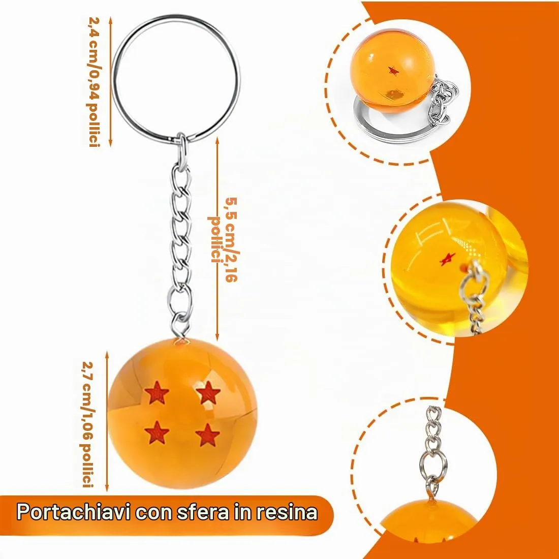 AEIXYA Portachiavi, 3D Drago Sfera Anime Portachiavi, Kawaii Drago Sfera Animekeychain,Cartoon Anime Portachiavi Per Bambini E Adolescenti, Regalo(4 Stelle,D) - immagine 2