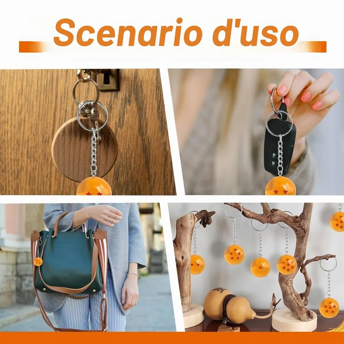 AEIXYA Portachiavi, 3D Drago Sfera Anime Portachiavi, Kawaii Drago Sfera Animekeychain,Cartoon Anime Portachiavi Per Bambini E Adolescenti, Regalo(4 Stelle,D) - immagine 6
