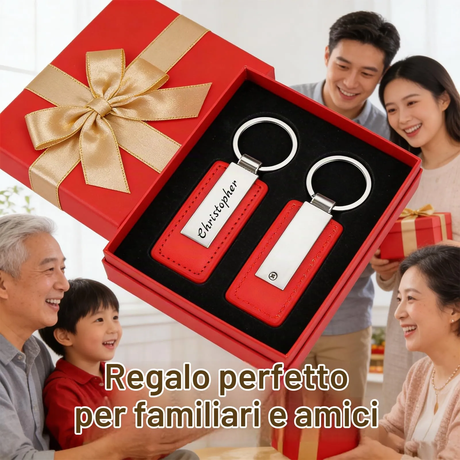 Youdian Portachiavi Personalizzato, Portachiavi in Pelle Personalizzato con Incisione di Testo/Logo/Data - Per Chiavi di Auto, Unisex - immagine 7