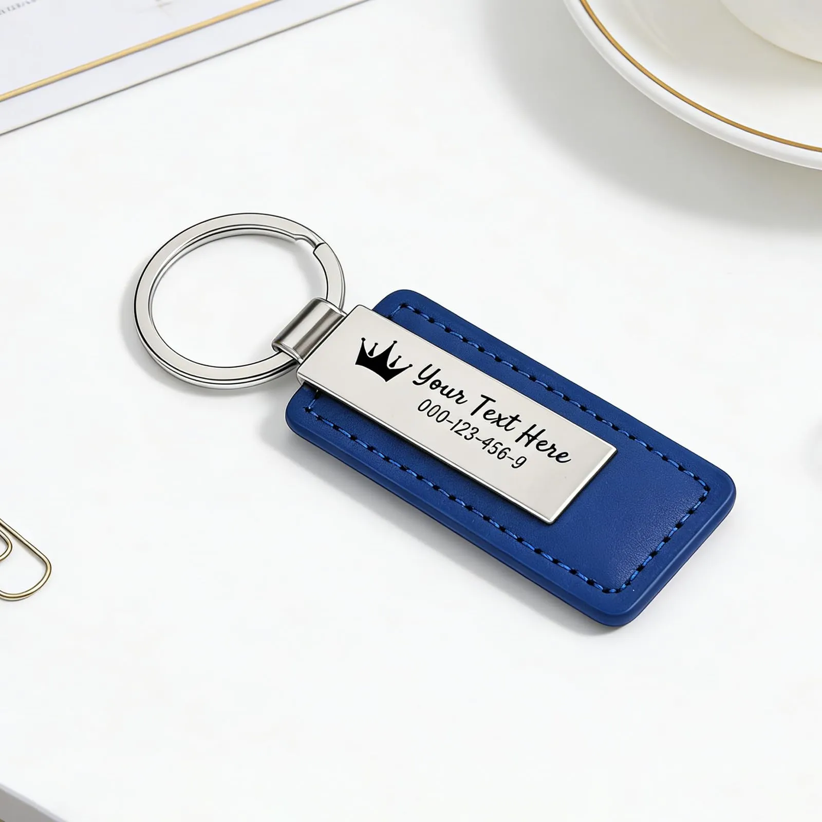 Youdian Portachiavi Personalizzato, Portachiavi in Pelle Personalizzato con Incisione di Testo/Logo/Data - Per Chiavi di Auto, Unisex - immagine 8