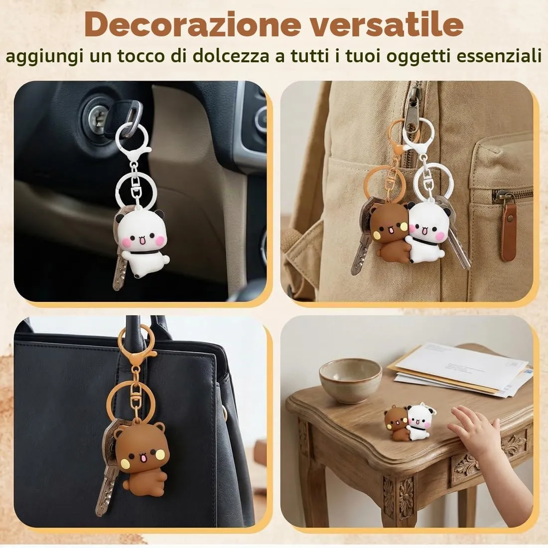 LAKPYN Bubu Dudu Portachiavi A Tema Anime,Forma Carina Di Panda Dei Cartoni Animati,Per Ciondoli Per Borse,Regali Di San Valentino - immagine 2