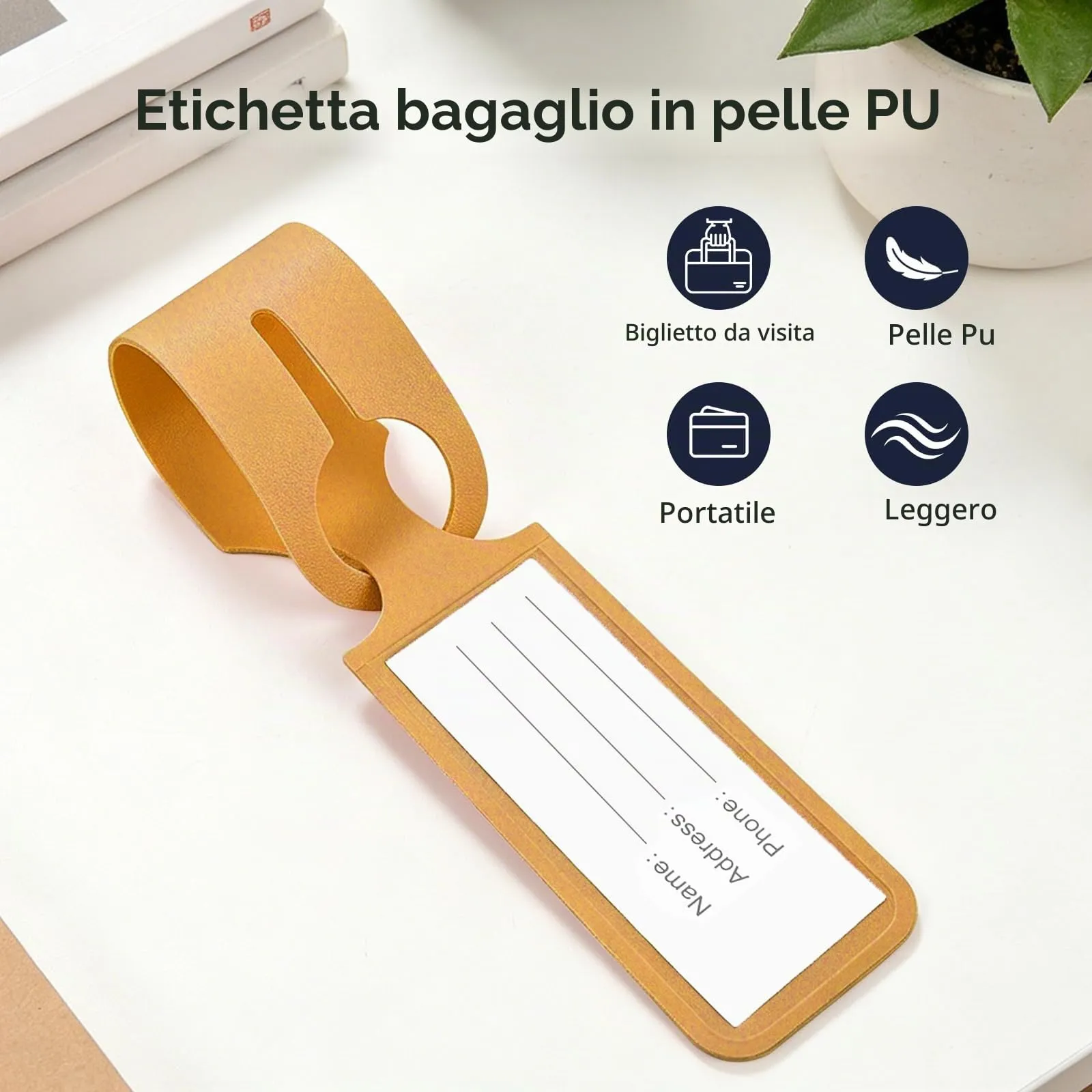 AiQInu Etichette per Valigie Aereo, 6 Pezzi Etichetta Valigia da Viaggio in Pelle PU, Targhetta Valigia Aereo con Nome e Indirizzo, Luggage Tags per Bagaglio Valigie Zaini - immagine 2