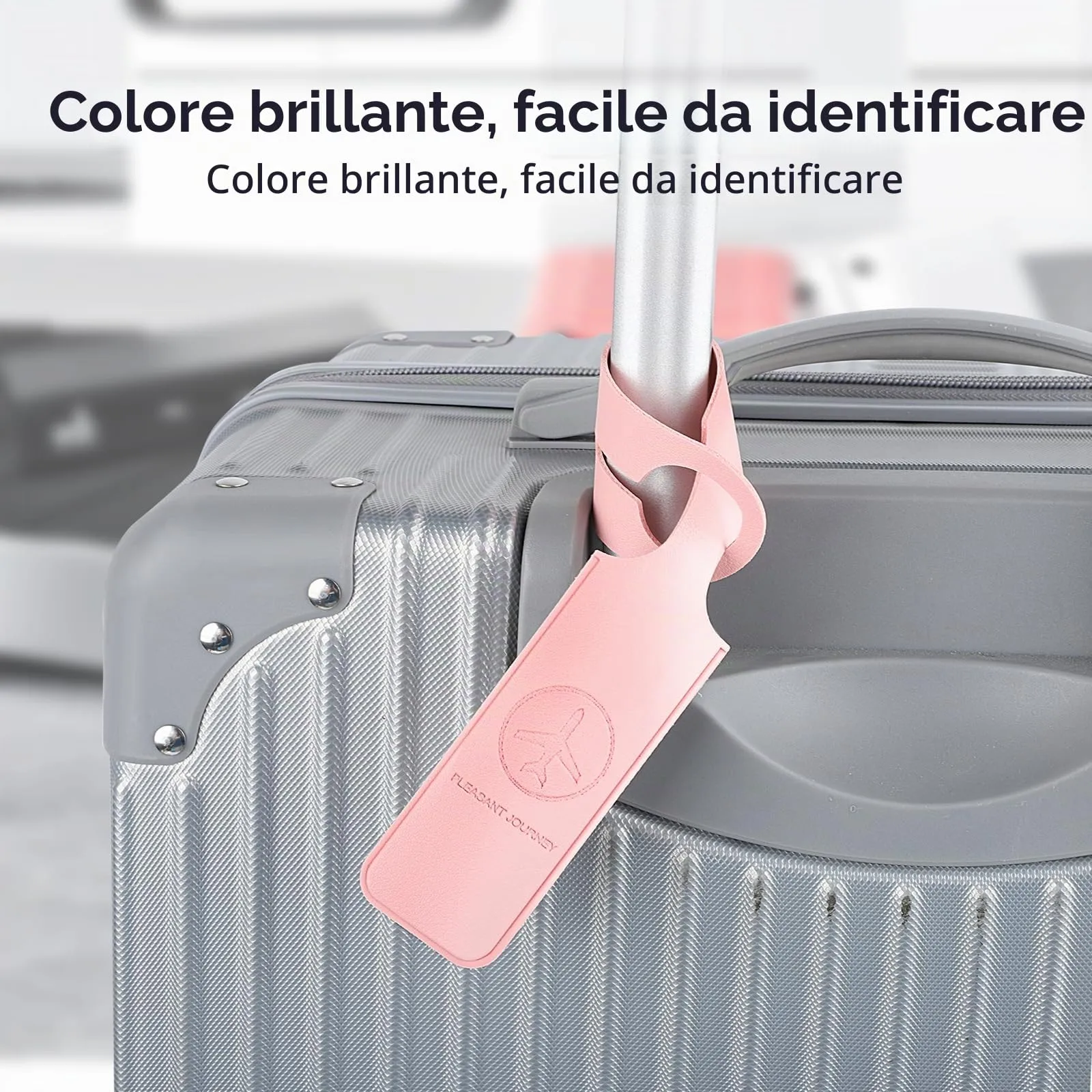 AiQInu Etichette per Valigie Aereo, 6 Pezzi Etichetta Valigia da Viaggio in Pelle PU, Targhetta Valigia Aereo con Nome e Indirizzo, Luggage Tags per Bagaglio Valigie Zaini - immagine 4