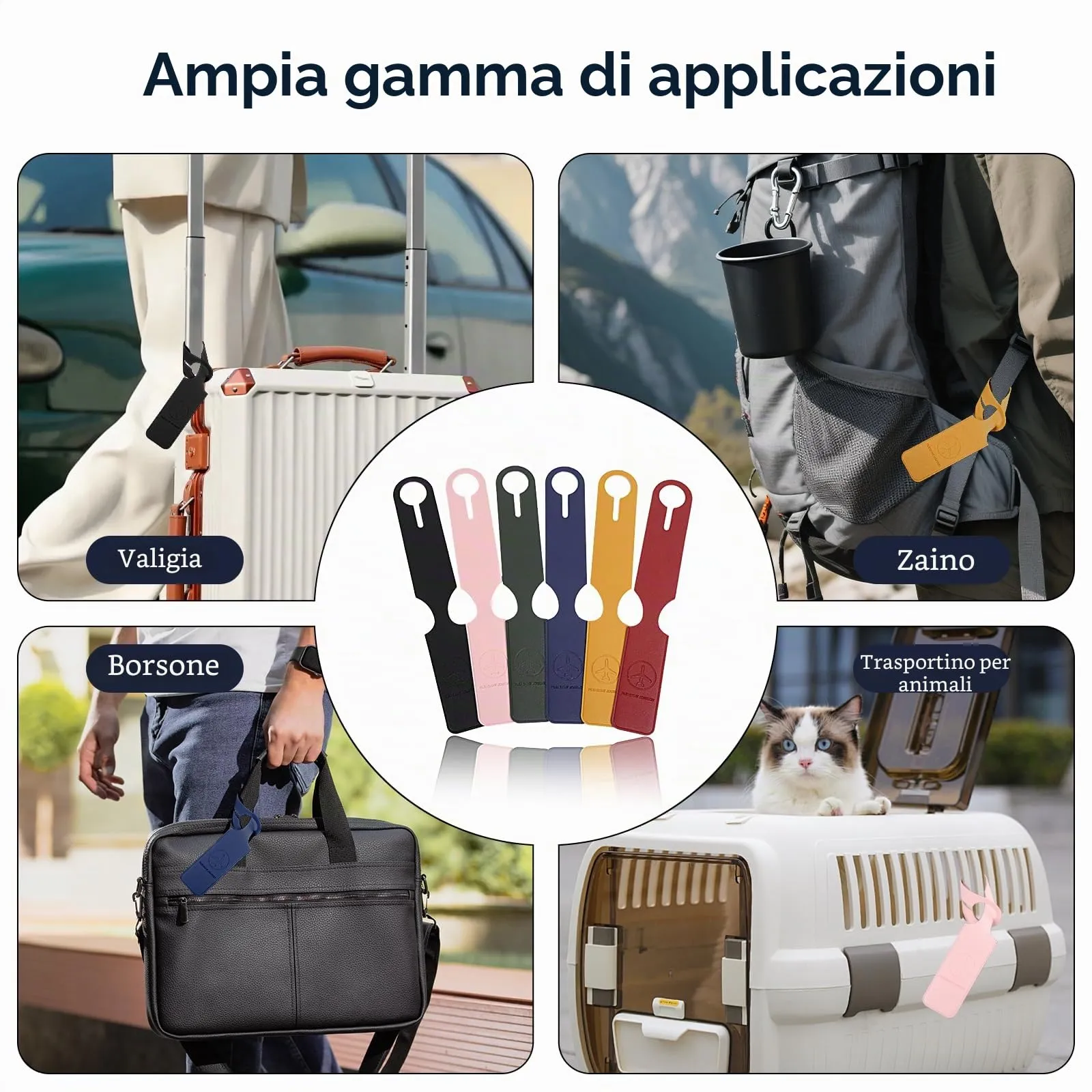 AiQInu Etichette per Valigie Aereo, 6 Pezzi Etichetta Valigia da Viaggio in Pelle PU, Targhetta Valigia Aereo con Nome e Indirizzo, Luggage Tags per Bagaglio Valigie Zaini - immagine 6