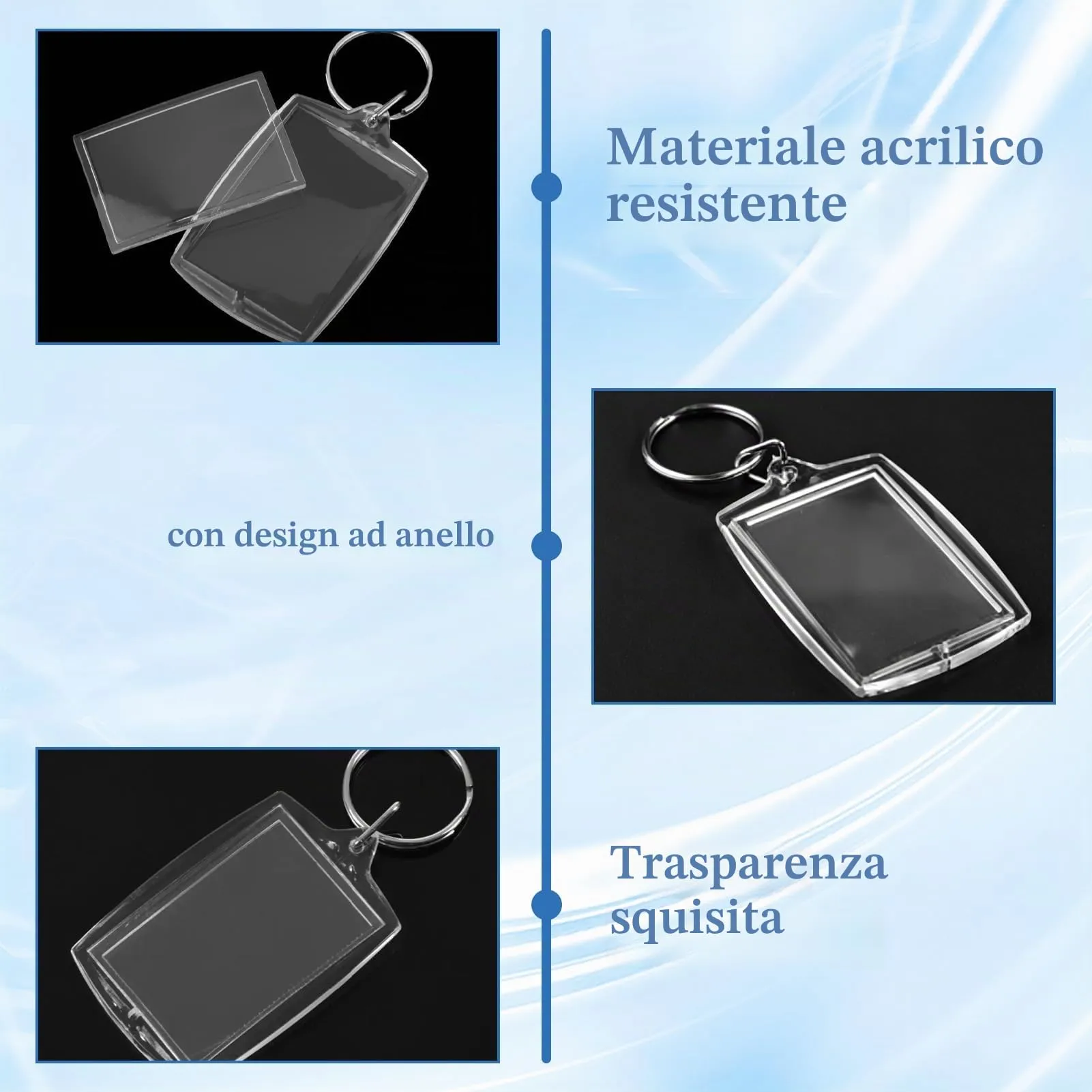 11 Pezzi Portachiavi Foto Vuoto,Portachiavi Con Inserto in Acrilico Trasparente Portachiavi Immagine Per Foto Personalizzate Fai Da Te Per Amici Di Famiglia Regalo Artigianale - immagine 3