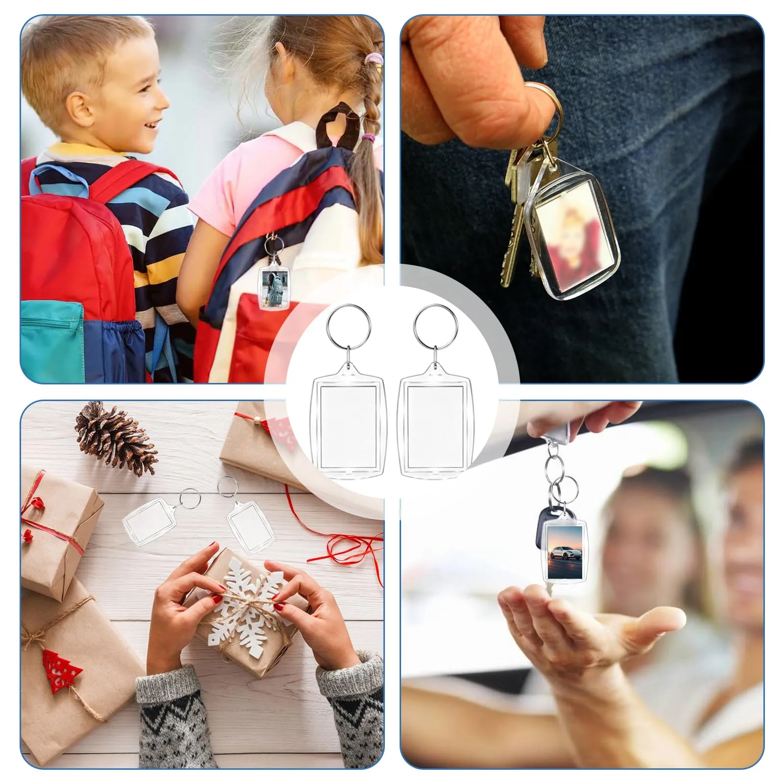 11 Pezzi Portachiavi Foto Vuoto,Portachiavi Con Inserto in Acrilico Trasparente Portachiavi Immagine Per Foto Personalizzate Fai Da Te Per Amici Di Famiglia Regalo Artigianale - immagine 6