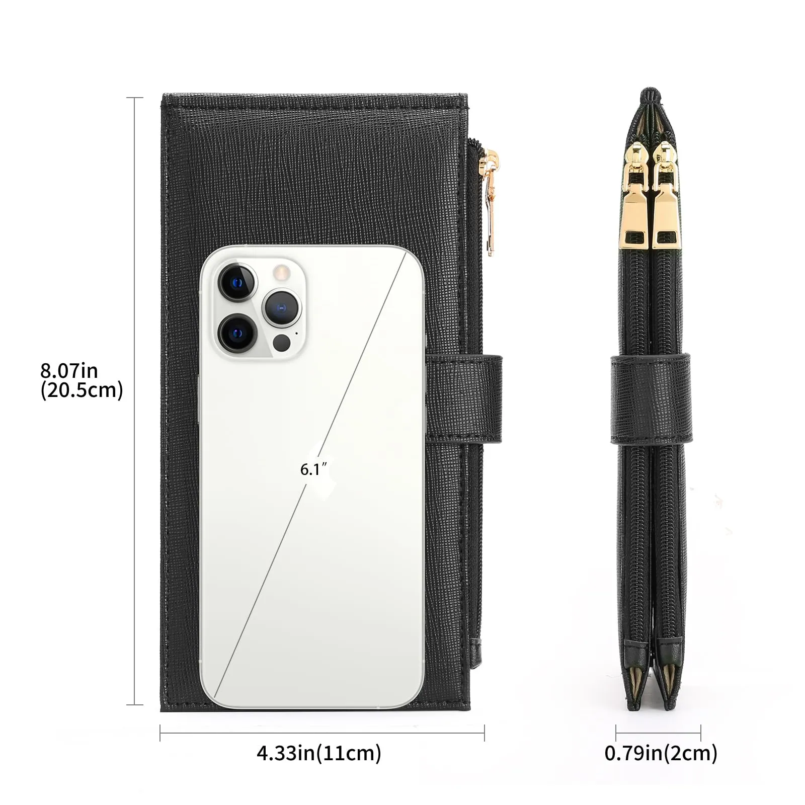 GOIACII Portafogli da donna con blocco RFID, grande, da viaggio, con porta carte di credito, A08 Nero, 19 x 10.5 x 2 cm (7.48 x 4.13 x 0.79 inch), Classico - immagine 5