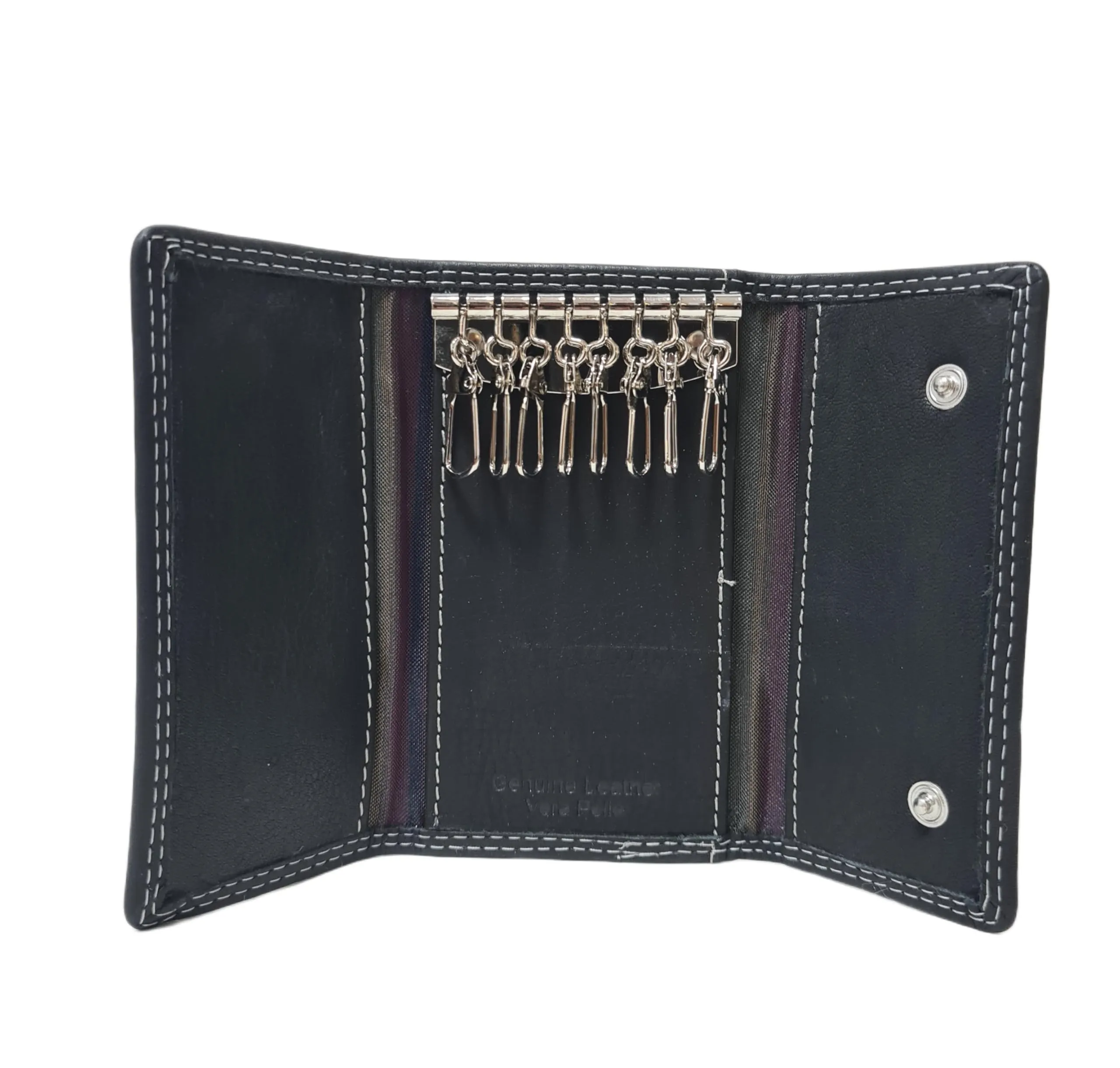 Luigi Benetton Portachiavi Vera Pelle Uomo Donna Chiavi Lunghe 8 Ganci Dimensione 13x6x2 Art. 3004/3104 (NERO 3104) - immagine 7