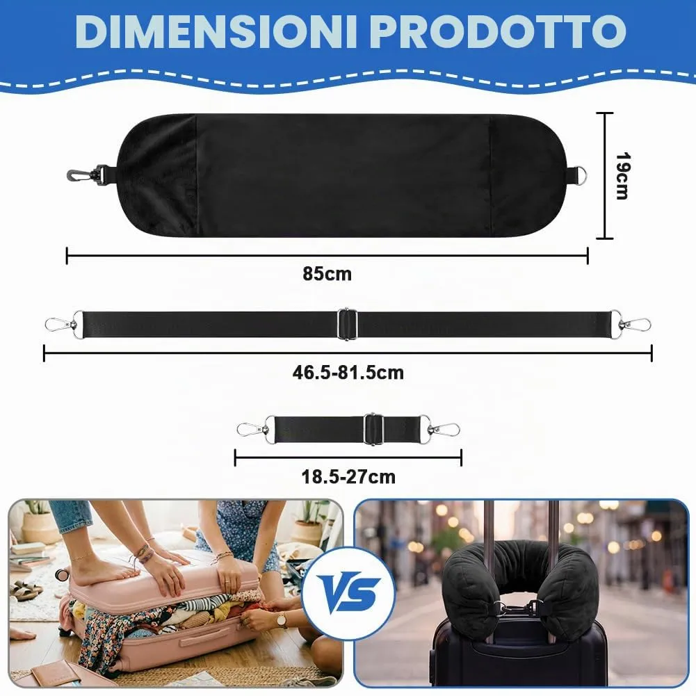 Adiwo Cuscino da Viaggio Riempibile, Nero - immagine 2