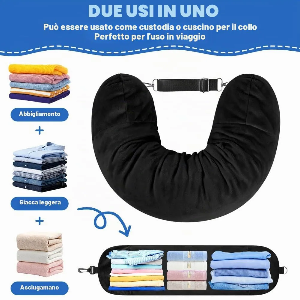 Adiwo Cuscino da Viaggio Riempibile, Nero - immagine 4