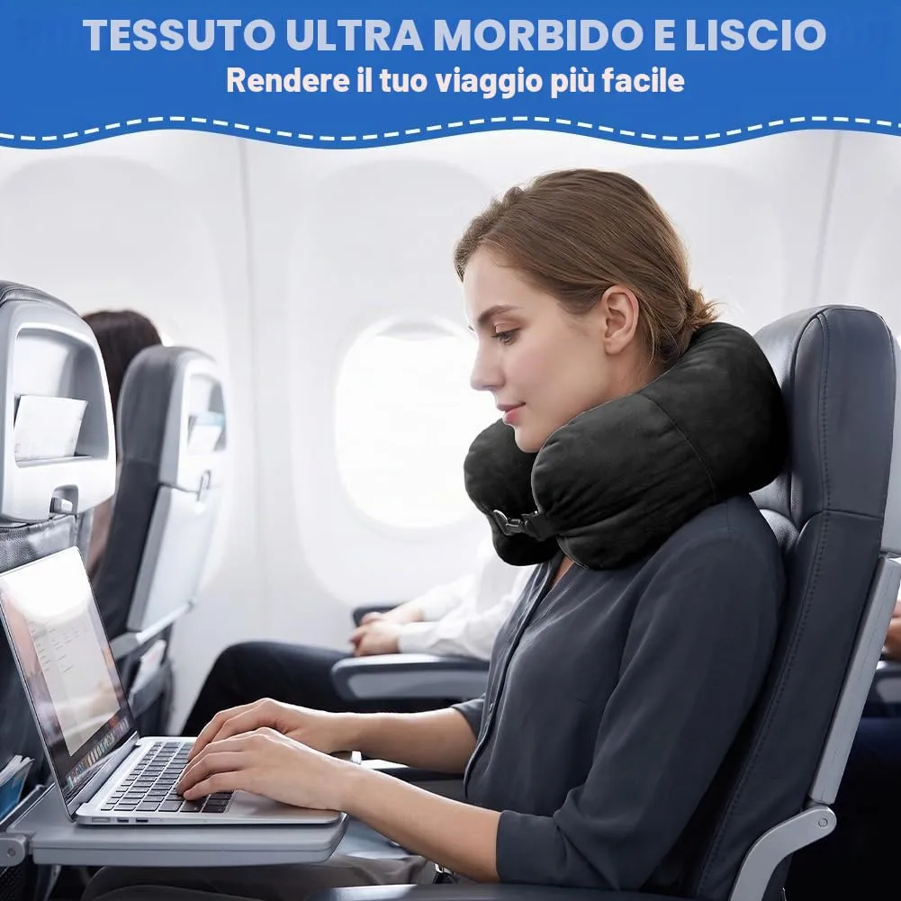 Adiwo Cuscino da Viaggio Riempibile, Nero - immagine 6