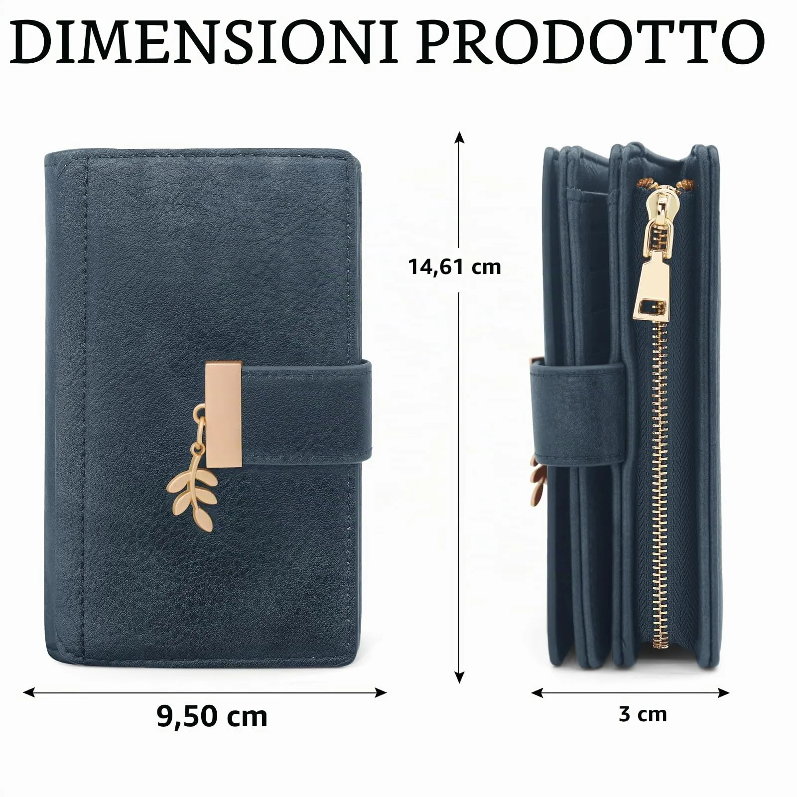 HNOOM Portafoglio Portamonete Donna Porta Carte di Credito Medio (Blu) - immagine 6