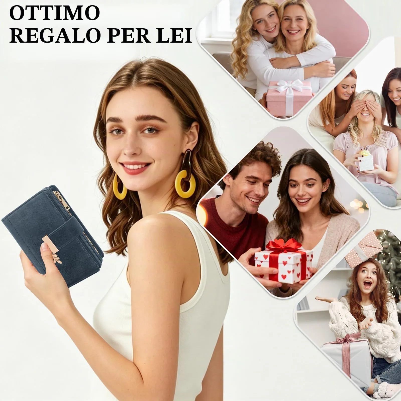 HNOOM Portafoglio Portamonete Donna Porta Carte di Credito Medio (Blu) - immagine 7