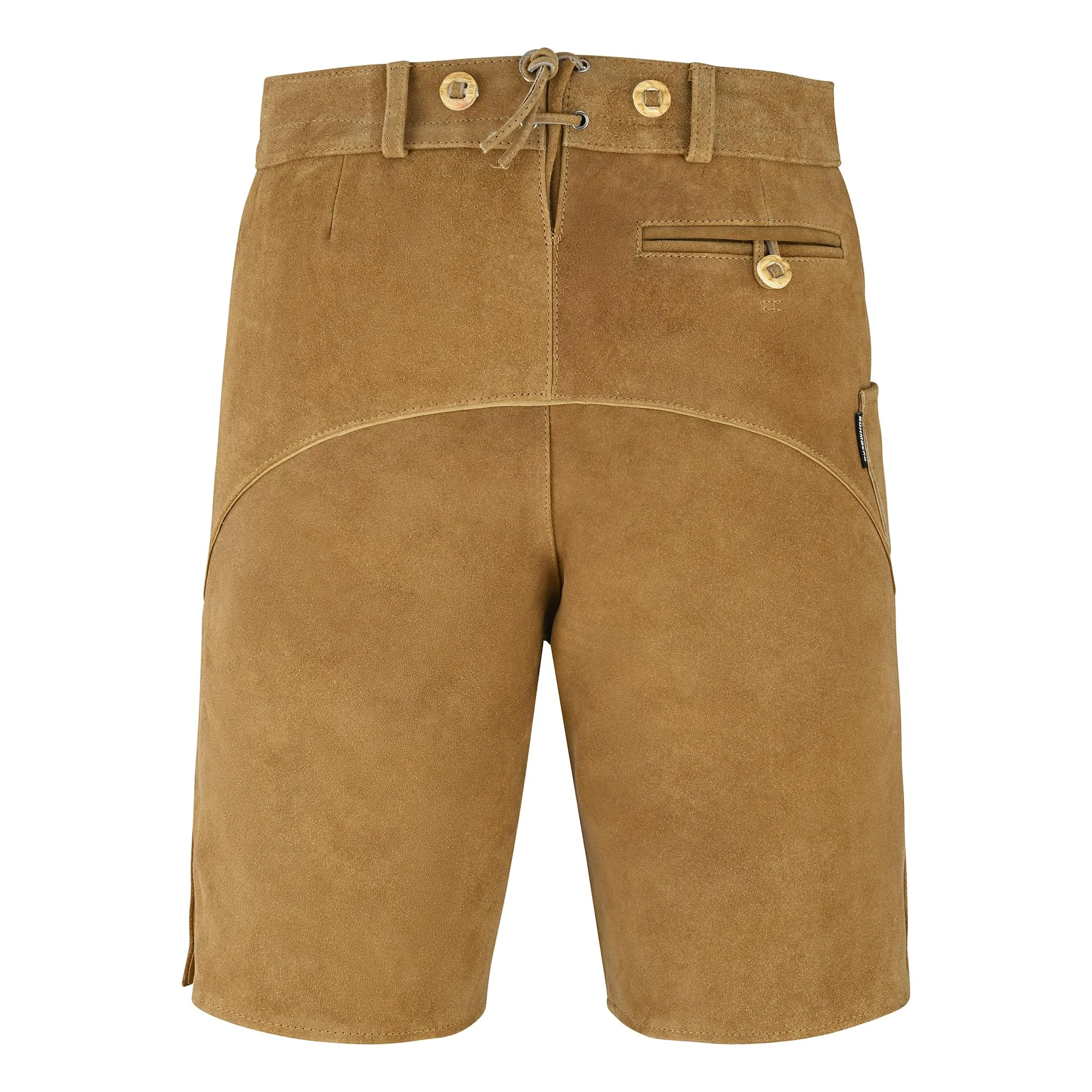 Bohmberg Pantaloni di Pelle bavaresi Corti Uomo con abbottonatura Laterale, Marrone Chiaro, Taglia 54 - immagine 6