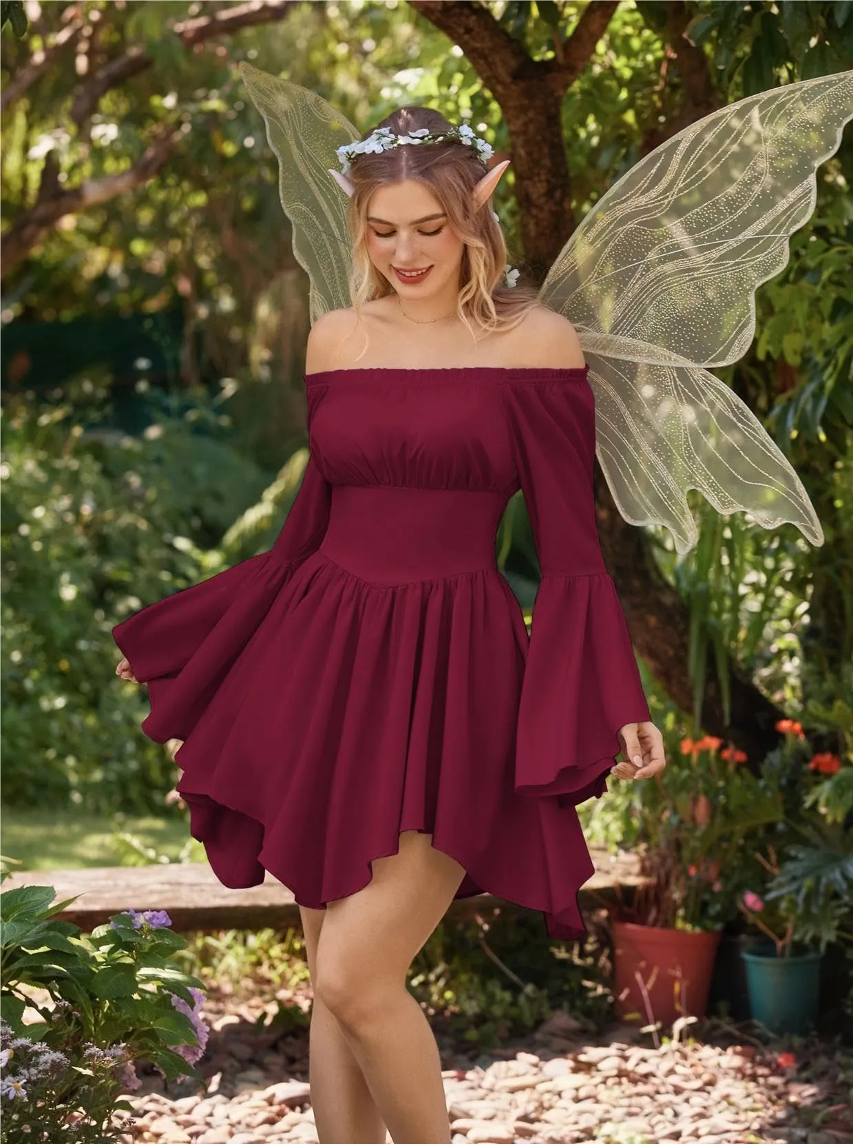 SCARLET DARKNESS Abito da pirata da donna, spalle scoperte, maniche a - immagine 3