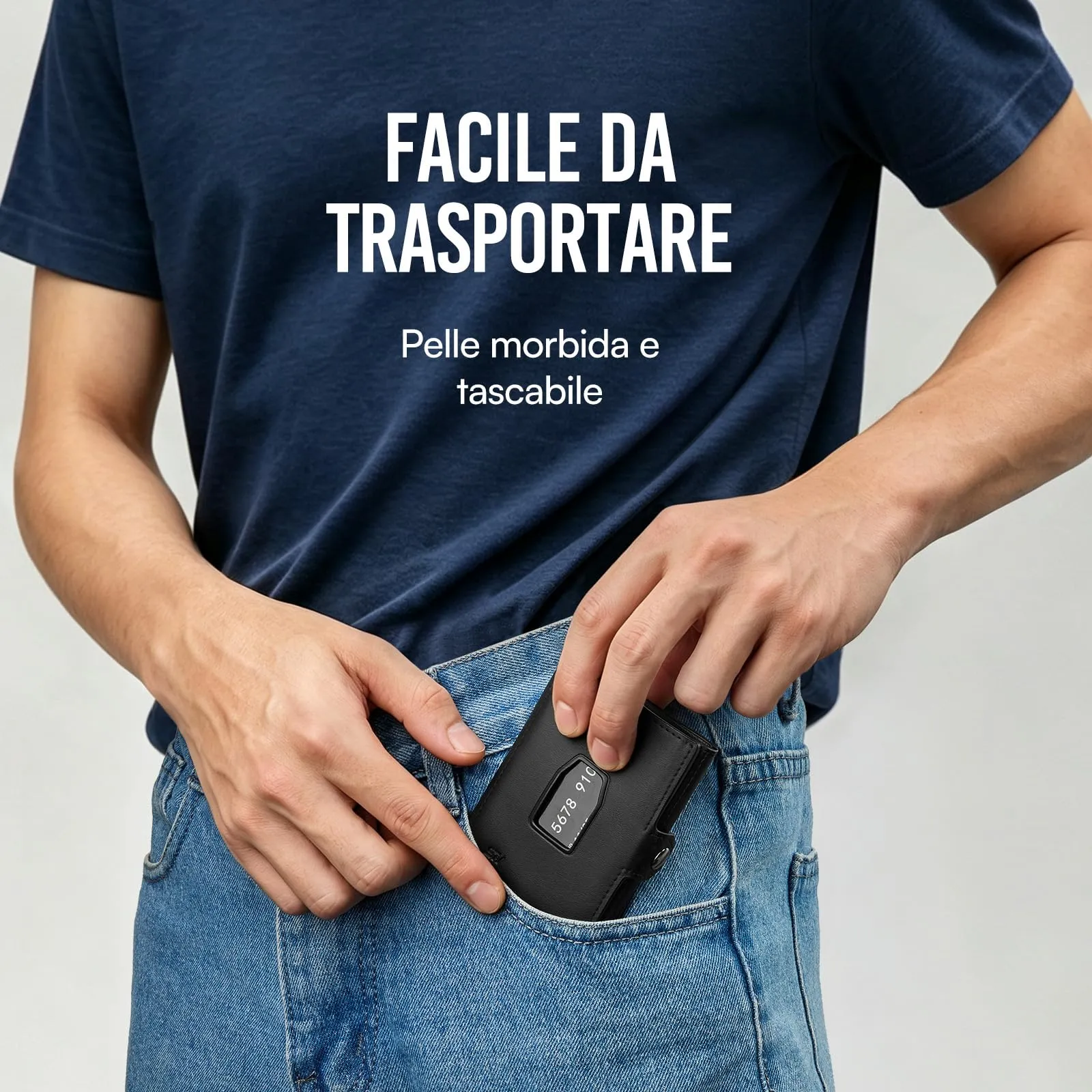 Slimwalt Portafoglio Uomo Spinta Carte a Dito, Portacarte per 14 Posti Carte, Protezione RFID Sottile per Lavoro Viaggio Regalo, Nero - immagine 4