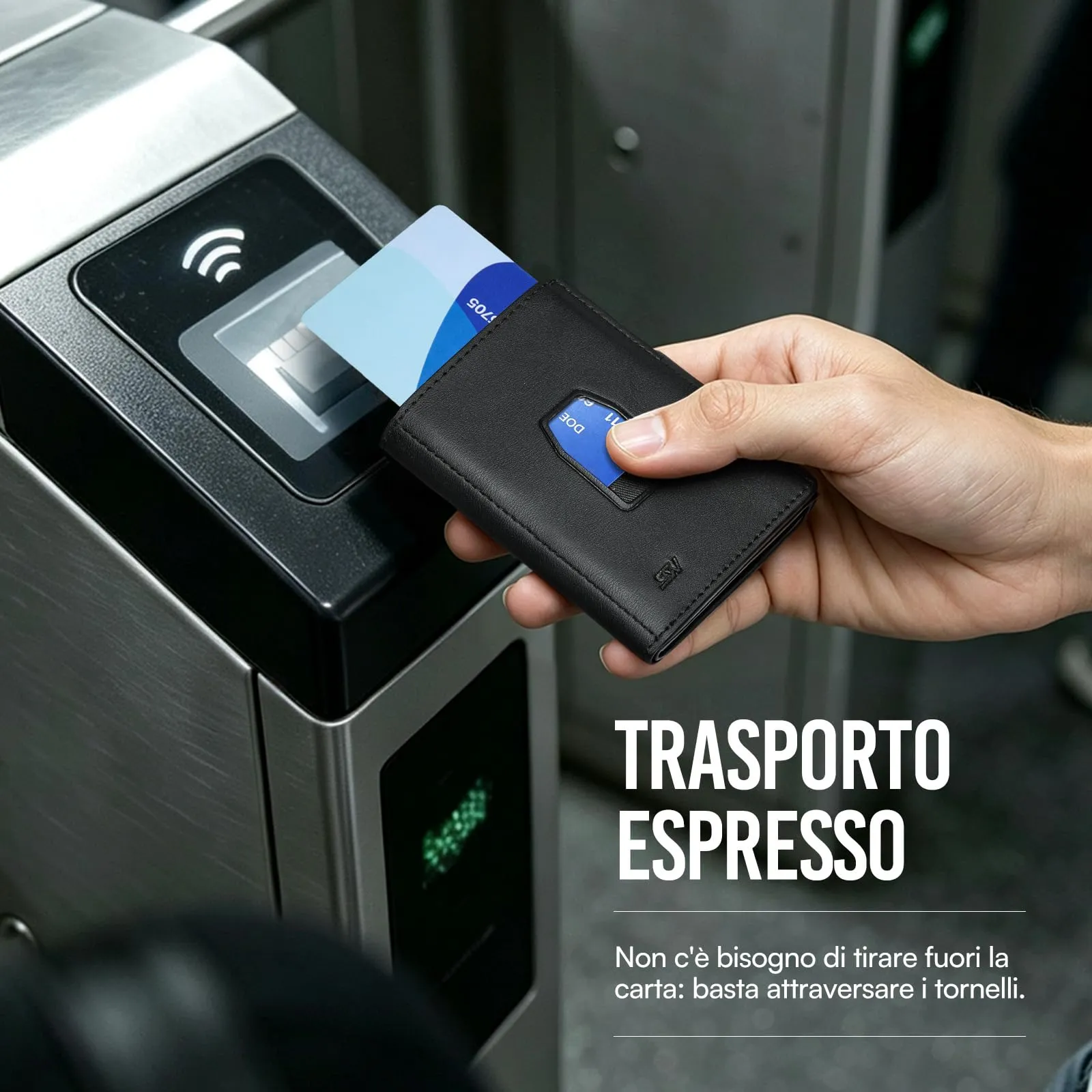 Slimwalt Portafoglio Uomo Spinta Carte a Dito, Portacarte per 14 Posti Carte, Protezione RFID Sottile per Lavoro Viaggio Regalo, Nero - immagine 6