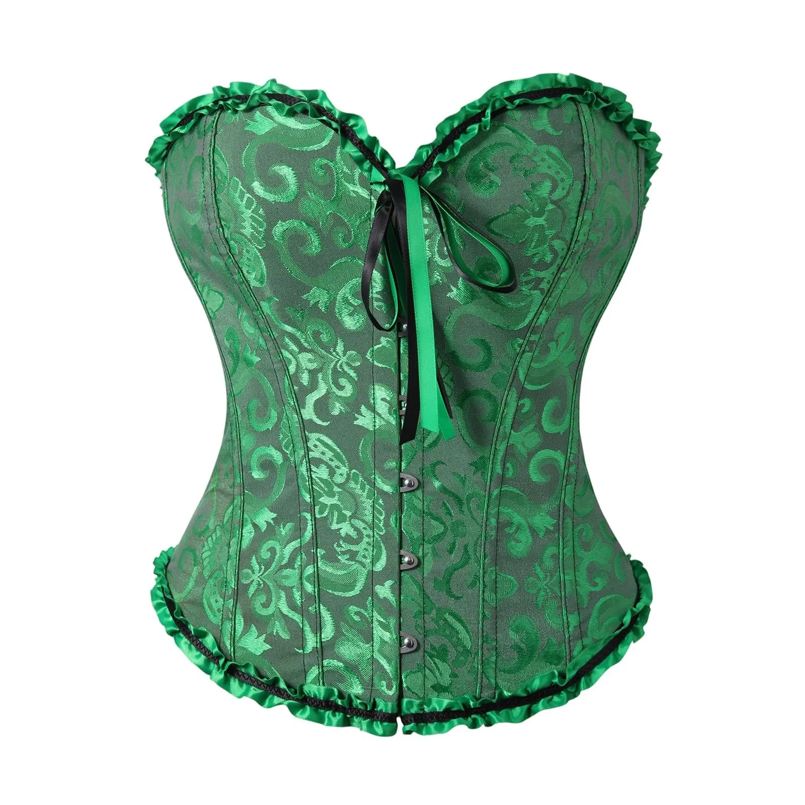 Bauzuoyo Corsetto da donna a tutto il seno, in stile gotico, jacquard, modellante per la pancia, per Halloween, carnevale, costume da sposa, verde, M - immagine 1