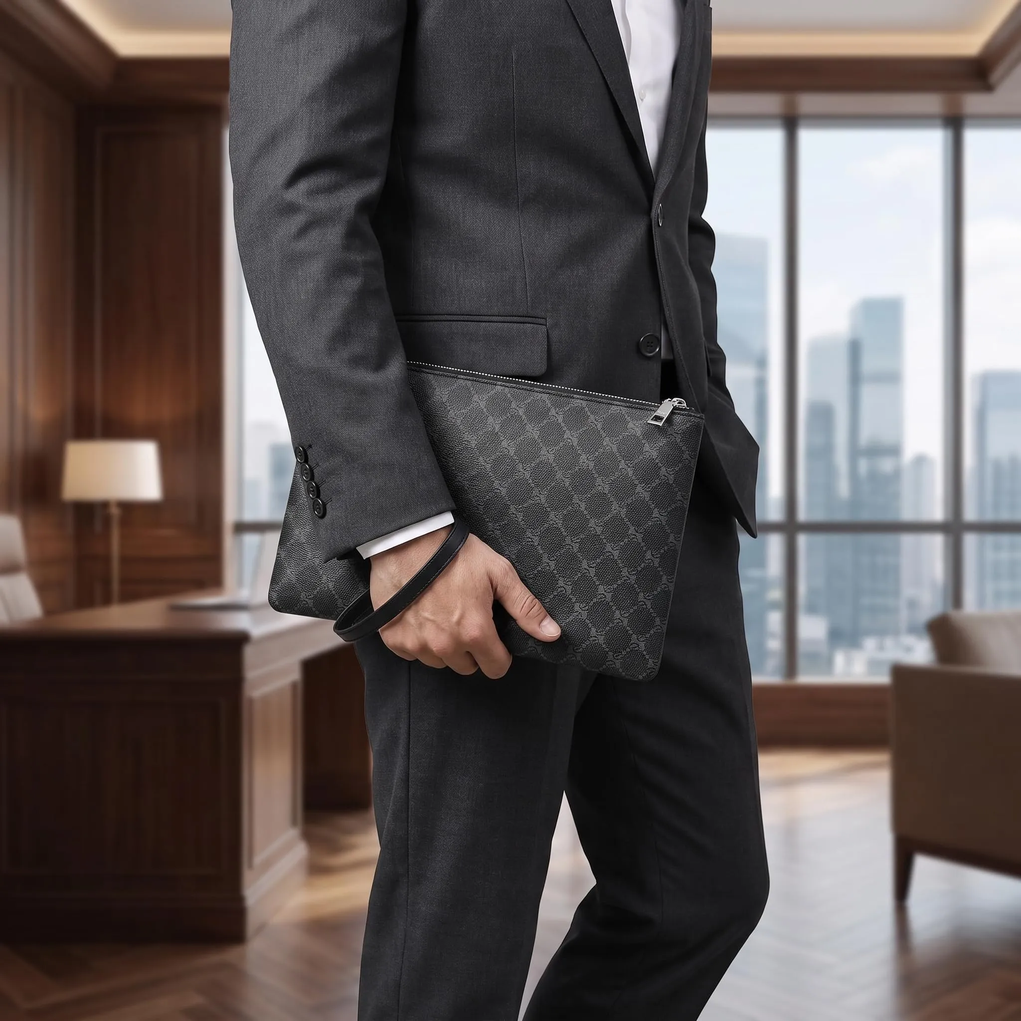 Pochette Da Lavoro 1 Pezzo, Portafoglio Da Uomo In Pelle, Custodia Per Monete, Adatta Per Riporre Telefoni Cellulari, Carte E Quaderni. - immagine 5