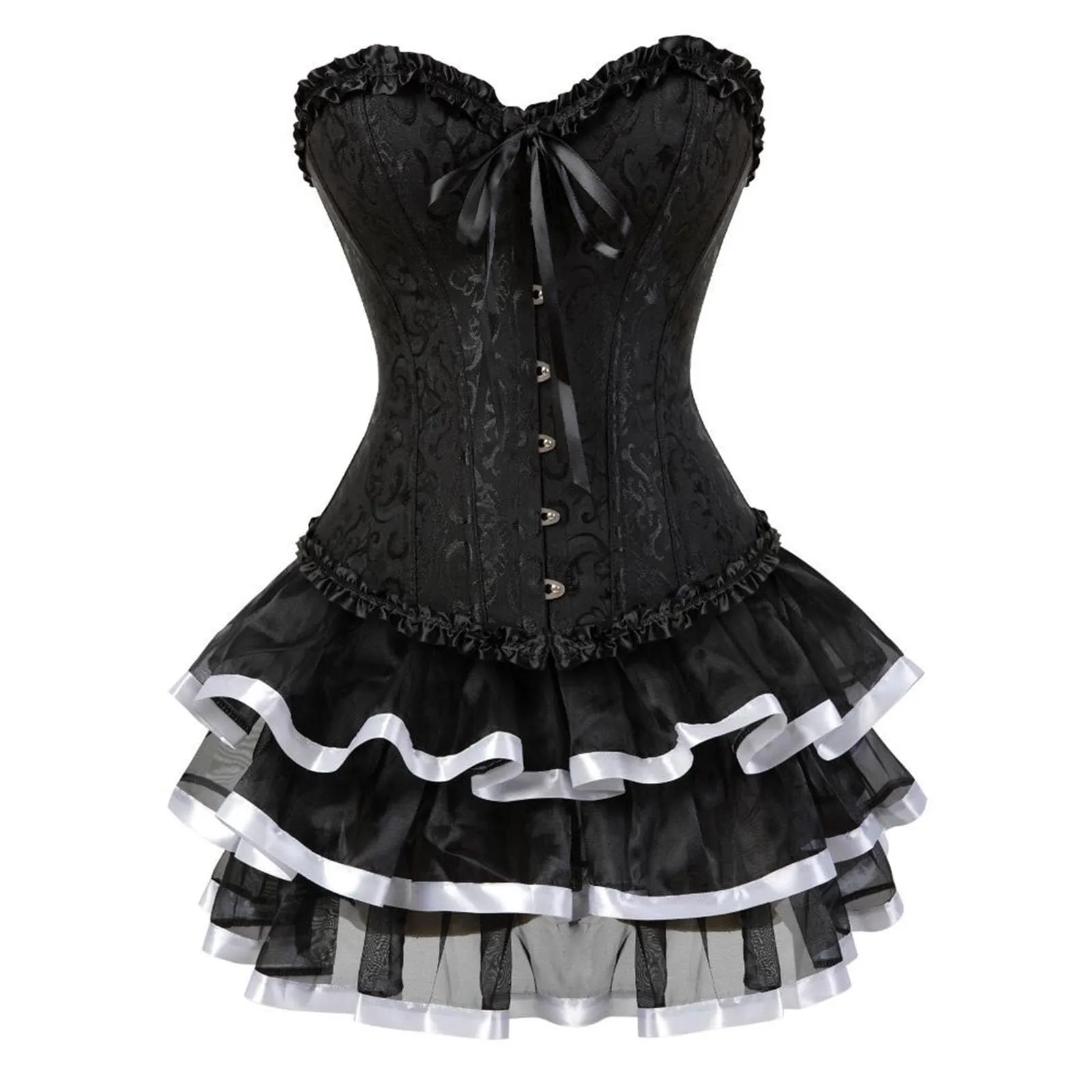 Bauzuoyo Vestito da donna a corsetto, senza spalline, nero, sexy, gotico, corsetto, per carnevale, Halloween, matrimonio, festa, corsetto medievale, bianco, 4XL - immagine 1