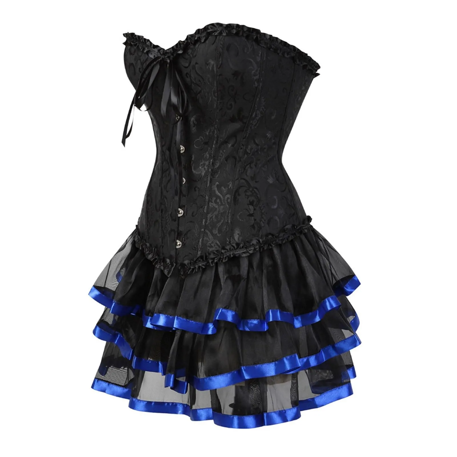 Bauzuoyo Vestito da donna a corsetto, senza spalline, nero, sexy, gotico, corsetto, per carnevale, Halloween, matrimonio, festa, corsetto medievale, Blu, M - immagine 5