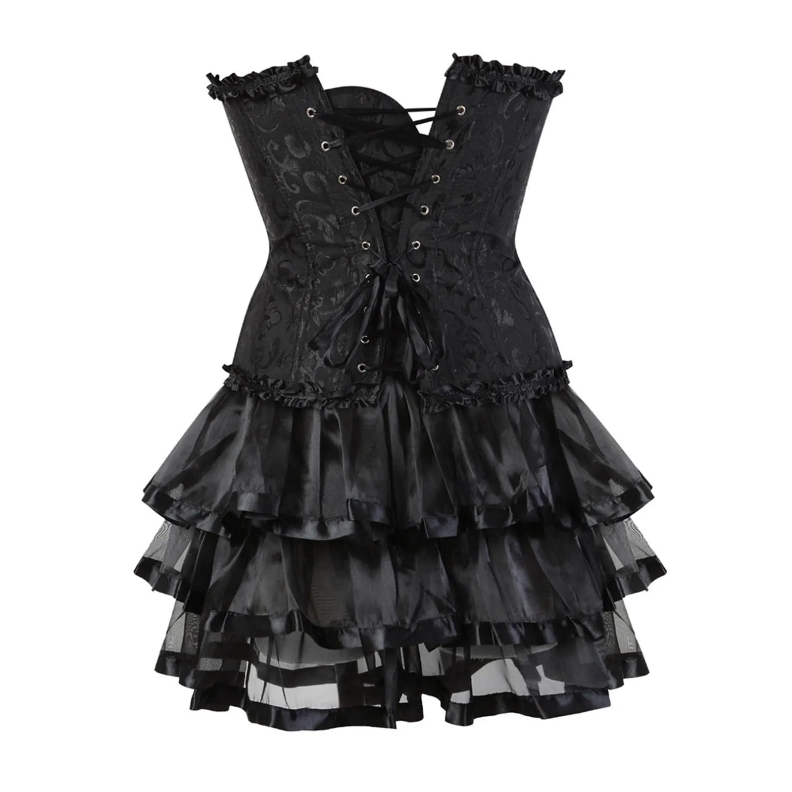 Bauzuoyo Vestito da donna a corsetto, senza spalline, nero, sexy, gotico, corsetto, per carnevale, Halloween, matrimonio, festa, corsetto medievale, Nero , 5XL - immagine 6