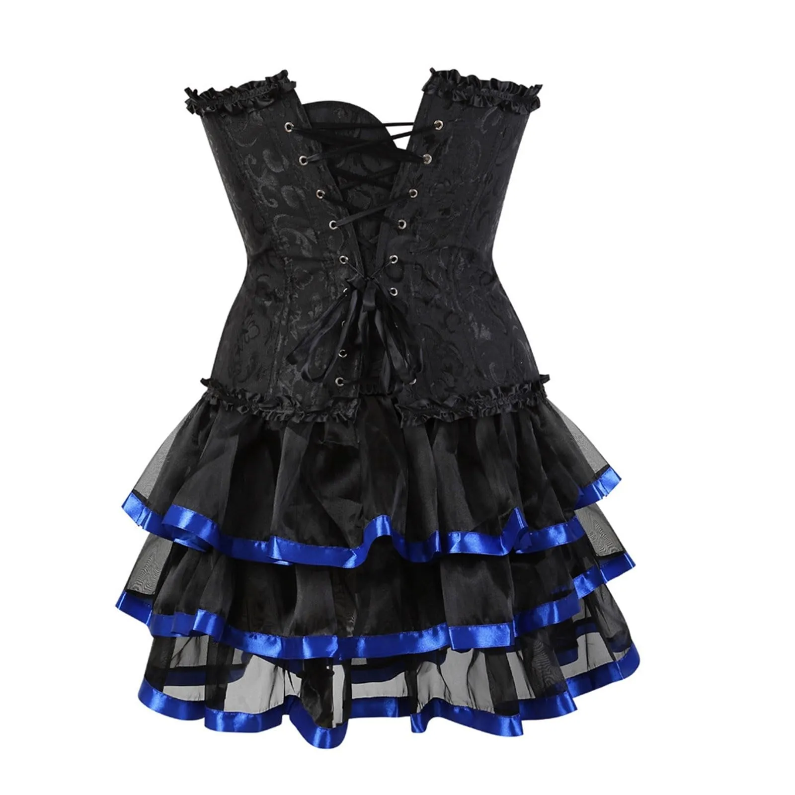 Bauzuoyo Vestito da donna a corsetto, senza spalline, nero, sexy, gotico, corsetto, per carnevale, Halloween, matrimonio, festa, corsetto medievale, Blu, 6XL - immagine 6