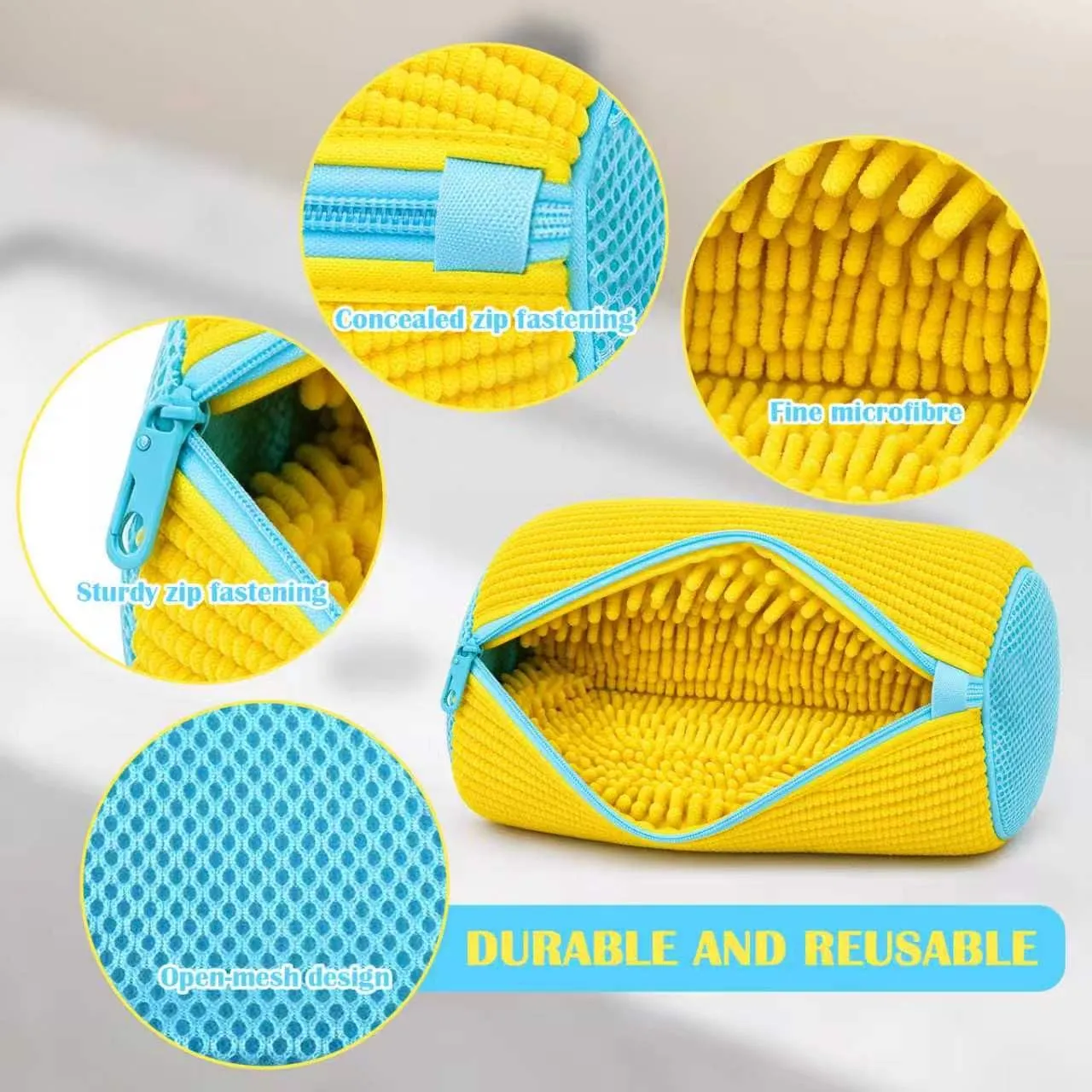 Set 2 Pezzi Sacchetto Scarpe Lavatrice Sacchetti Riutilizzabili con Cerniera Invisibile - immagine 3