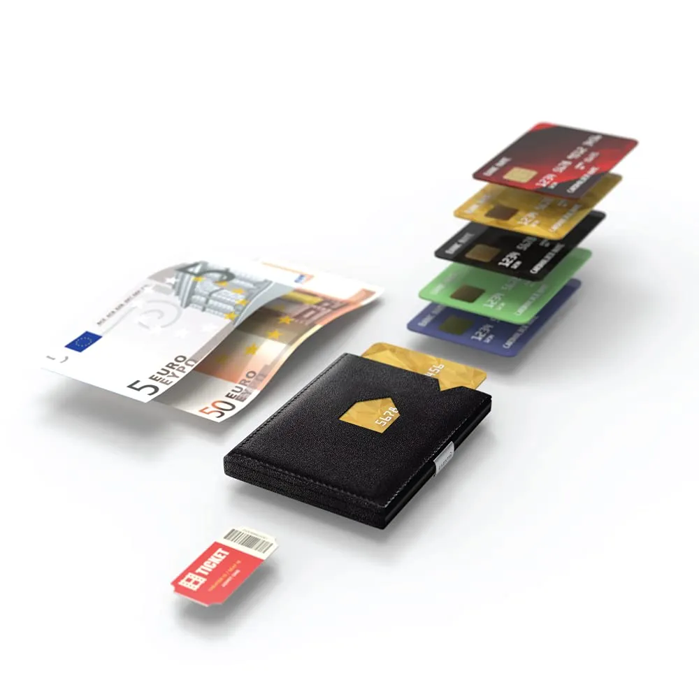 EXENTRI Portafogli tri-fold - Blocco RFID con clip di chiusura in acciaio inossidabile - immagine 2