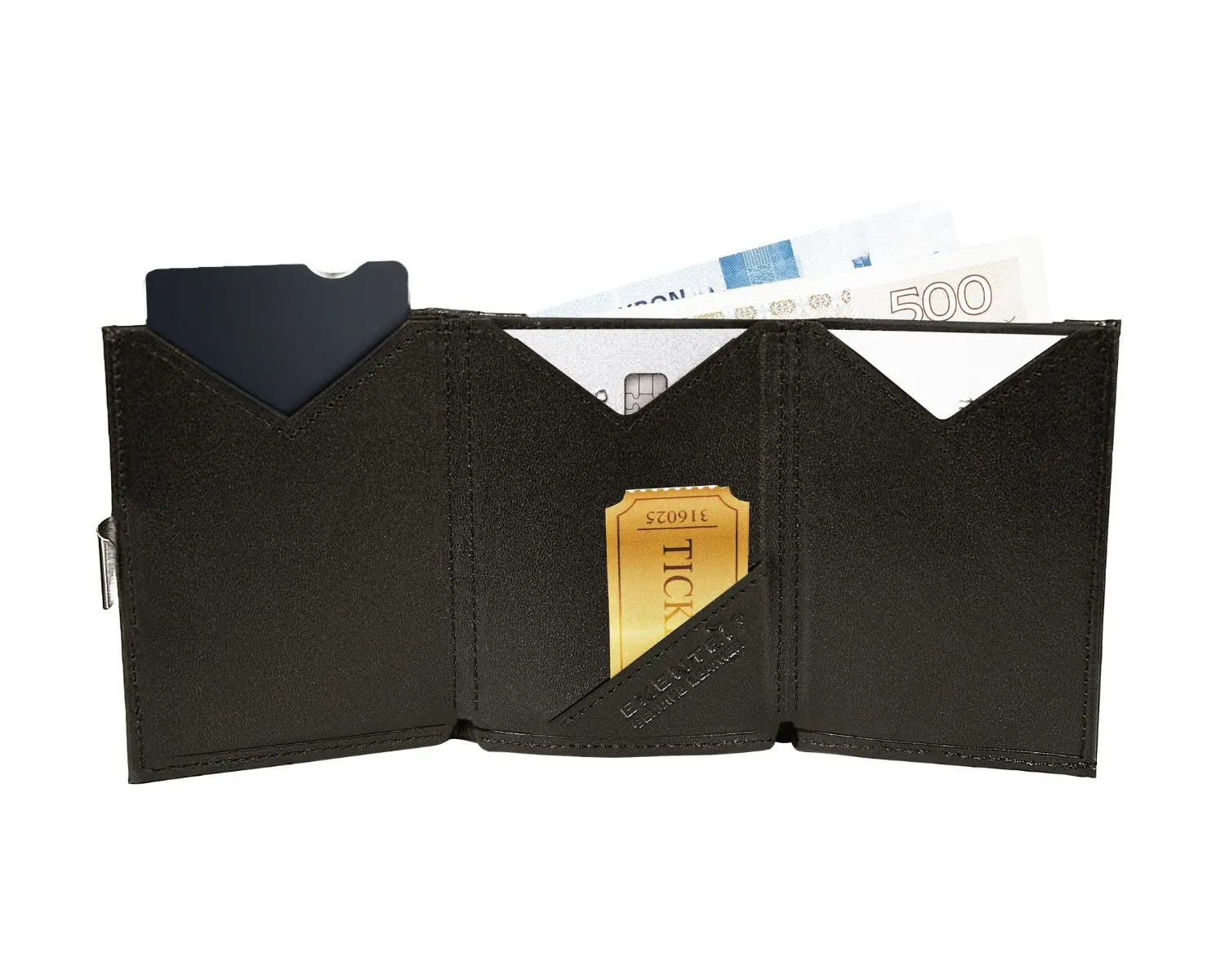 EXENTRI Portafogli tri-fold - Blocco RFID con clip di chiusura in acciaio inossidabile - immagine 4